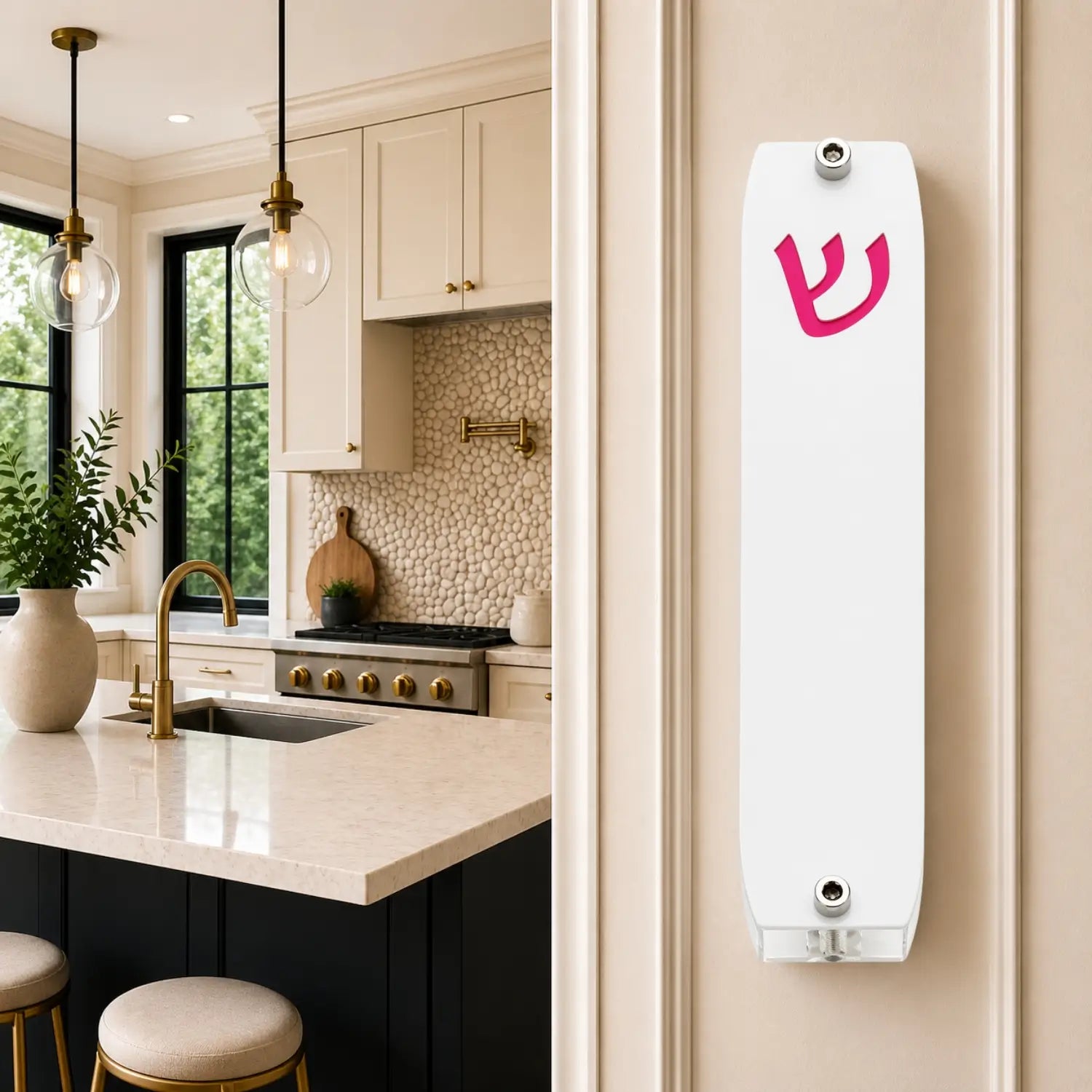 Genesis Small Mezuzah for Door – Handmade Premium Clear Acrylic Case – Model LSN-20021