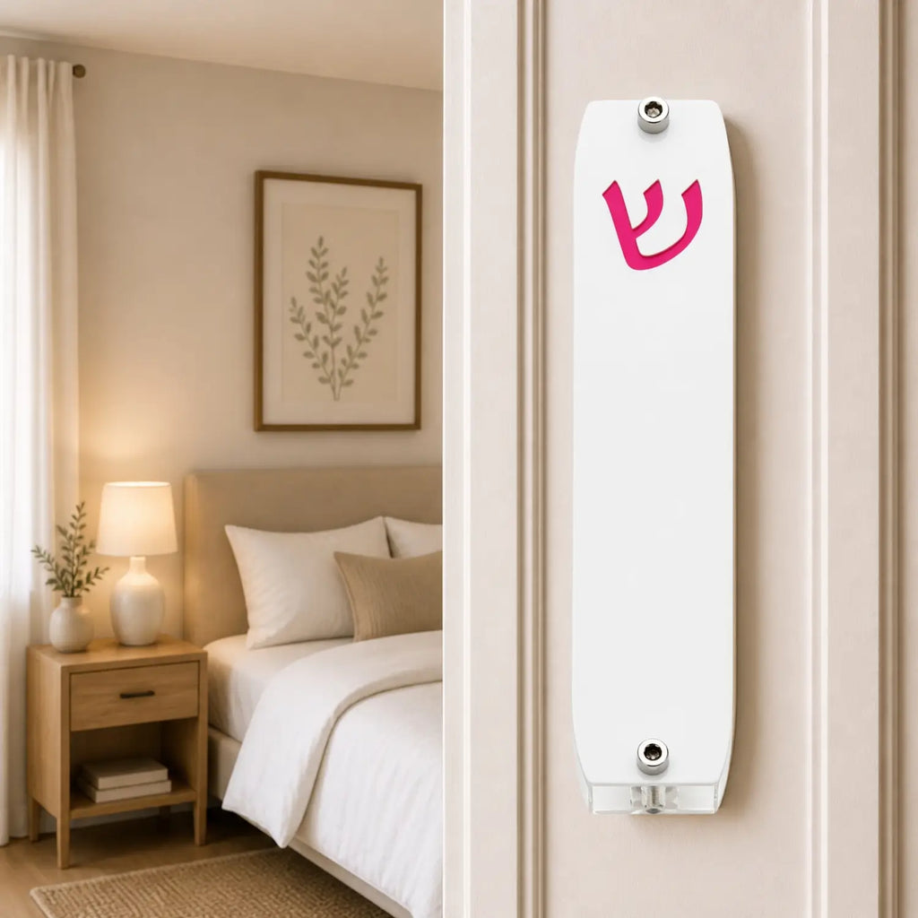Genesis Small Mezuzah for Door – Handmade Premium Clear Acrylic Case – Model LSN-20021