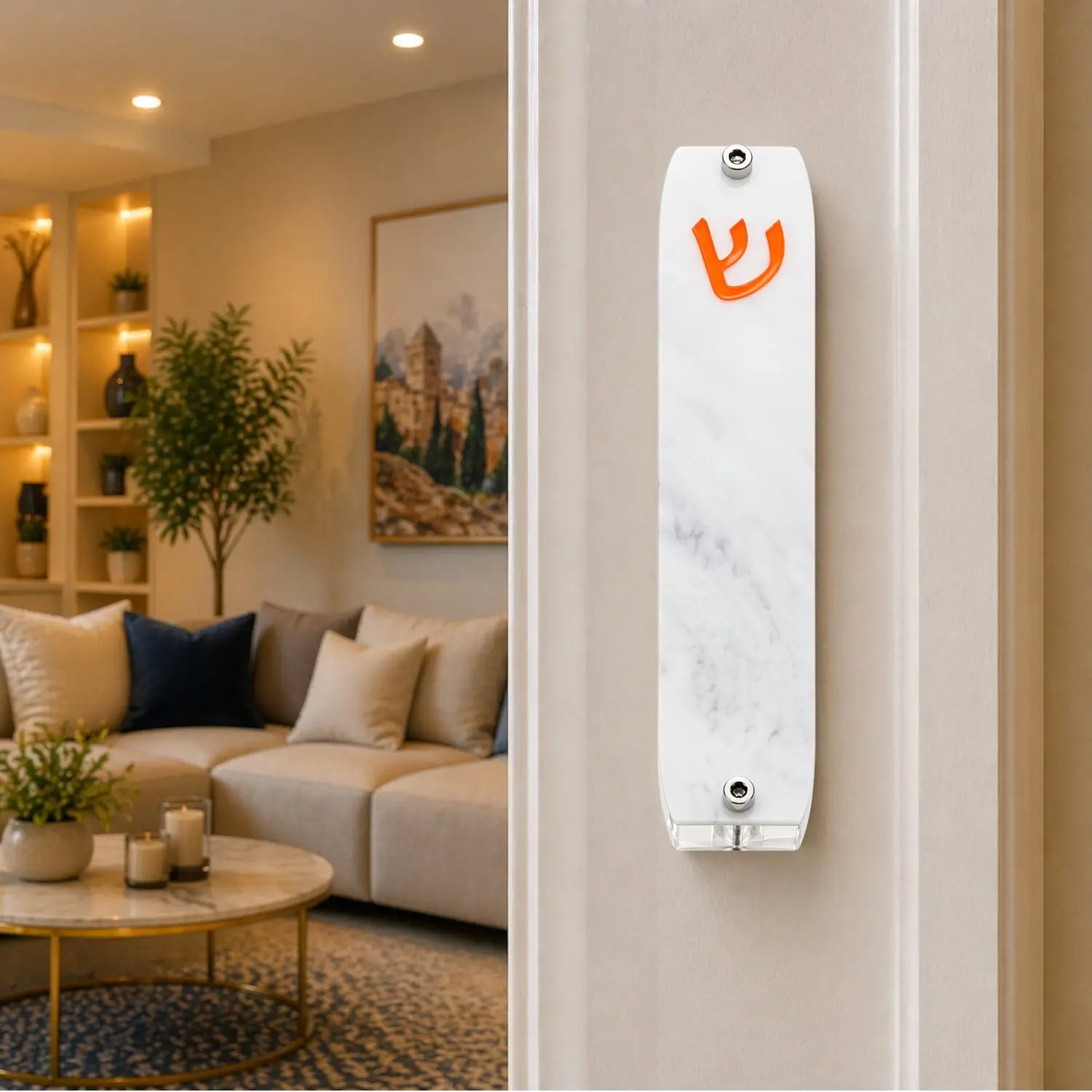Genesis Small Mezuzah for Door – Handmade Premium Clear Acrylic Case – Model LSN-20022