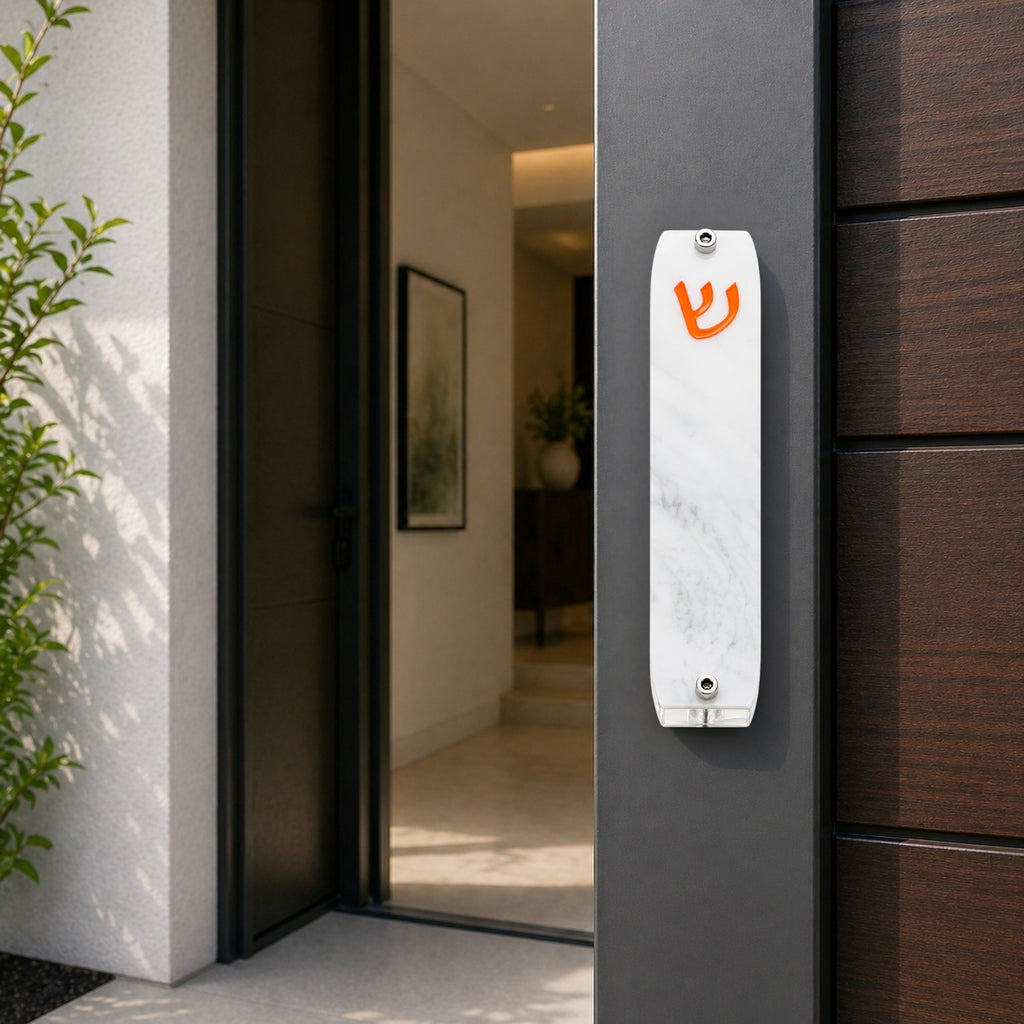 Genesis Small Mezuzah for Door – Handmade Premium Clear Acrylic Case – Model LSN-20022
