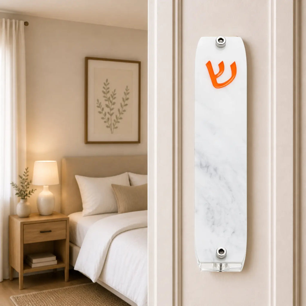Genesis Small Mezuzah for Door – Handmade Premium Clear Acrylic Case – Model LSN-20022