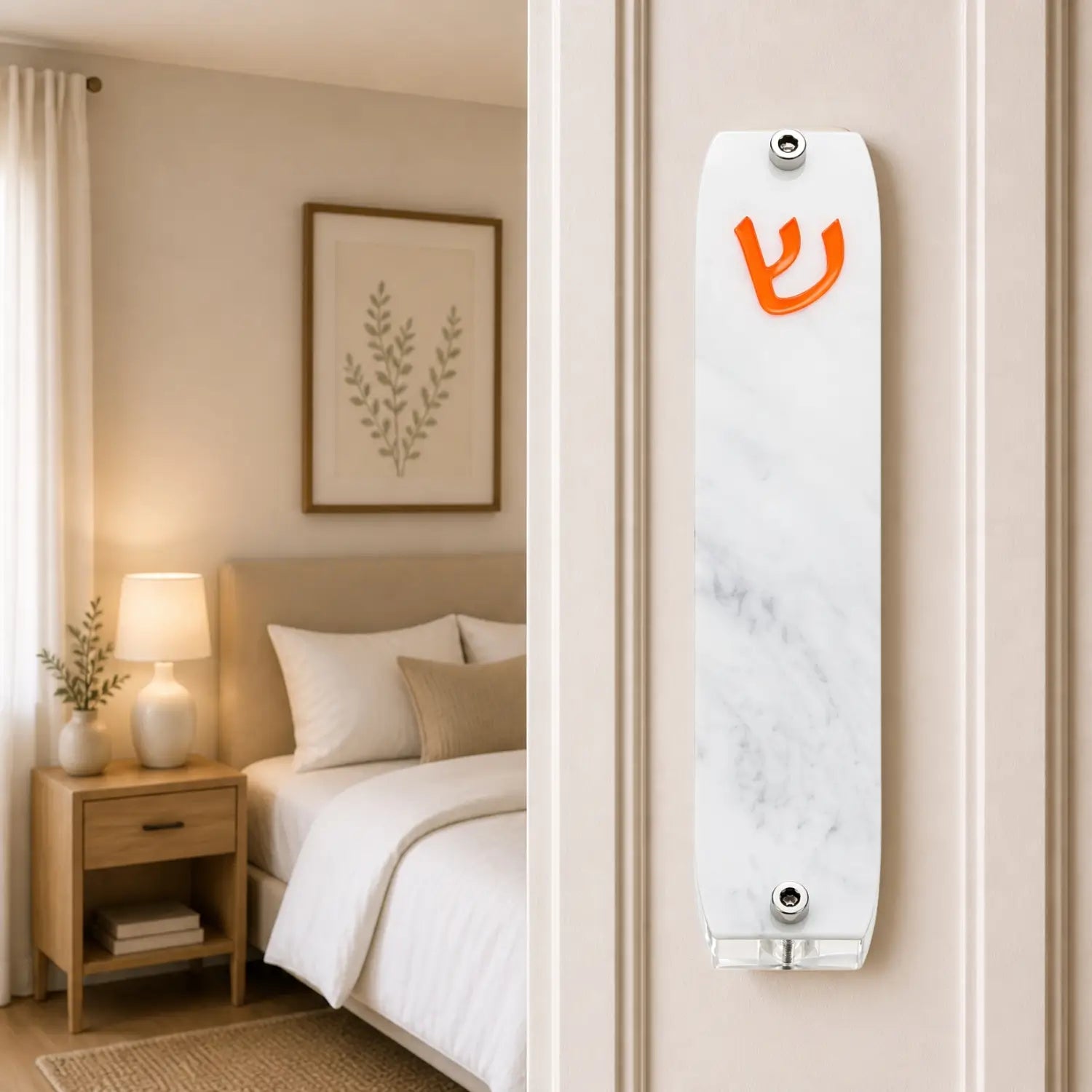 Genesis Small Mezuzah for Door – Handmade Premium Clear Acrylic Case – Model LSN-20022