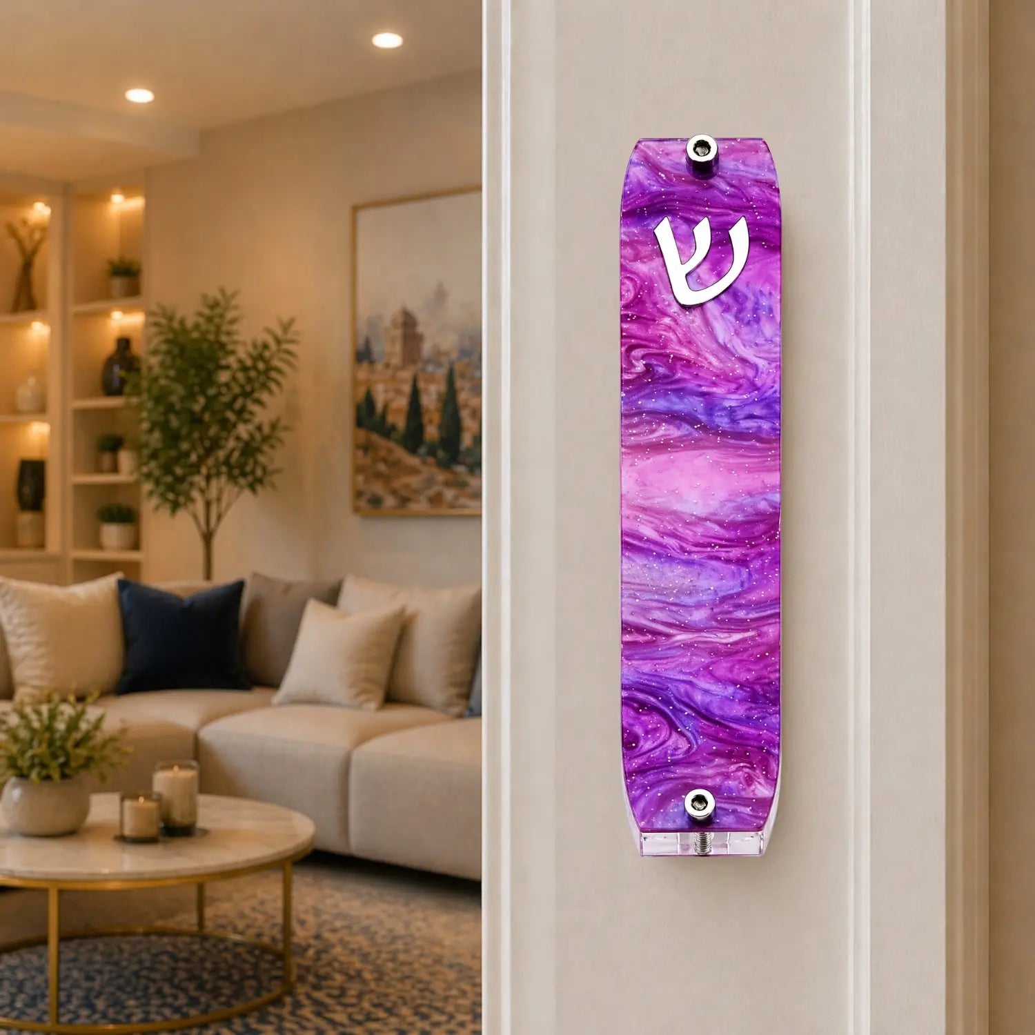 Genesis Small Mezuzah for Door – Handmade Premium Clear Acrylic Case – Model LSN-20023