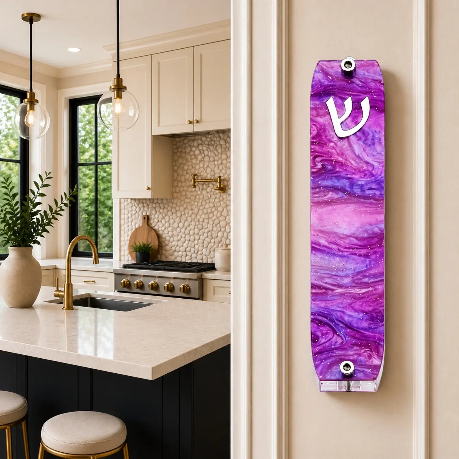Genesis Small Mezuzah for Door – Handmade Premium Clear Acrylic Case – Model LSN-20023