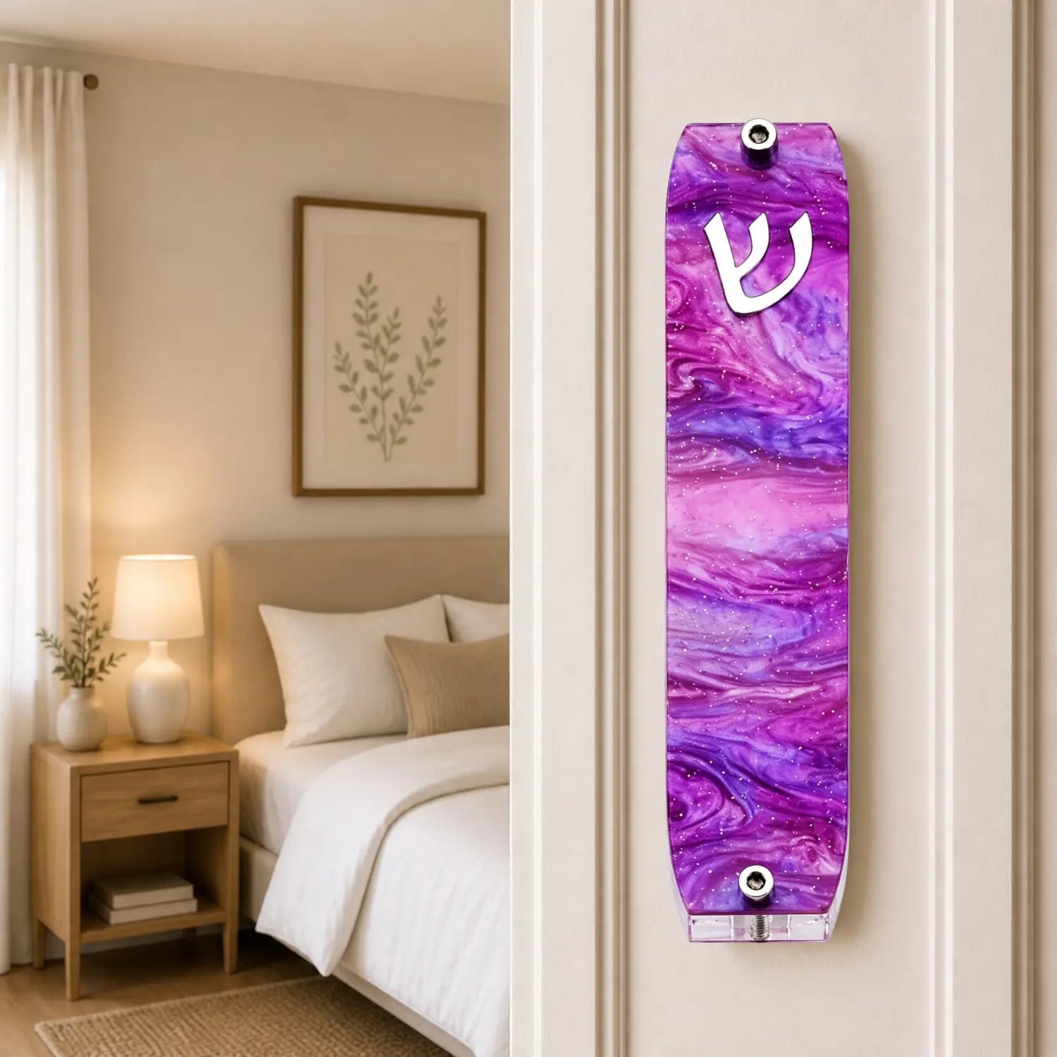 Genesis Small Mezuzah for Door – Handmade Premium Clear Acrylic Case – Model LSN-20023