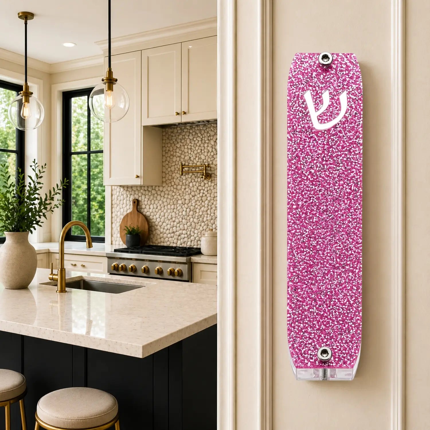 Genesis Small Mezuzah for Door – Handmade Premium Clear Acrylic Case – Model LSN-20027