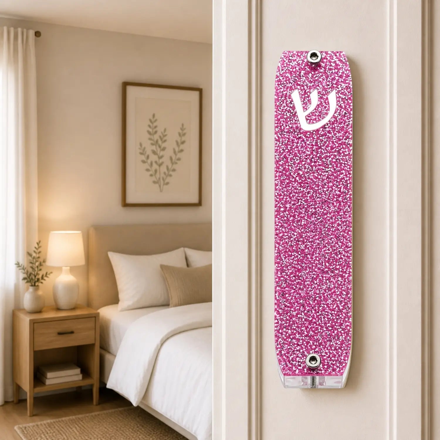 Genesis Small Mezuzah for Door – Handmade Premium Clear Acrylic Case – Model LSN-20027