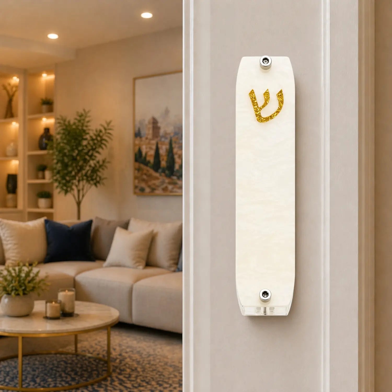 Genesis Small Mezuzah for Door – Handmade Premium Clear Acrylic Case – Model LSN-20029