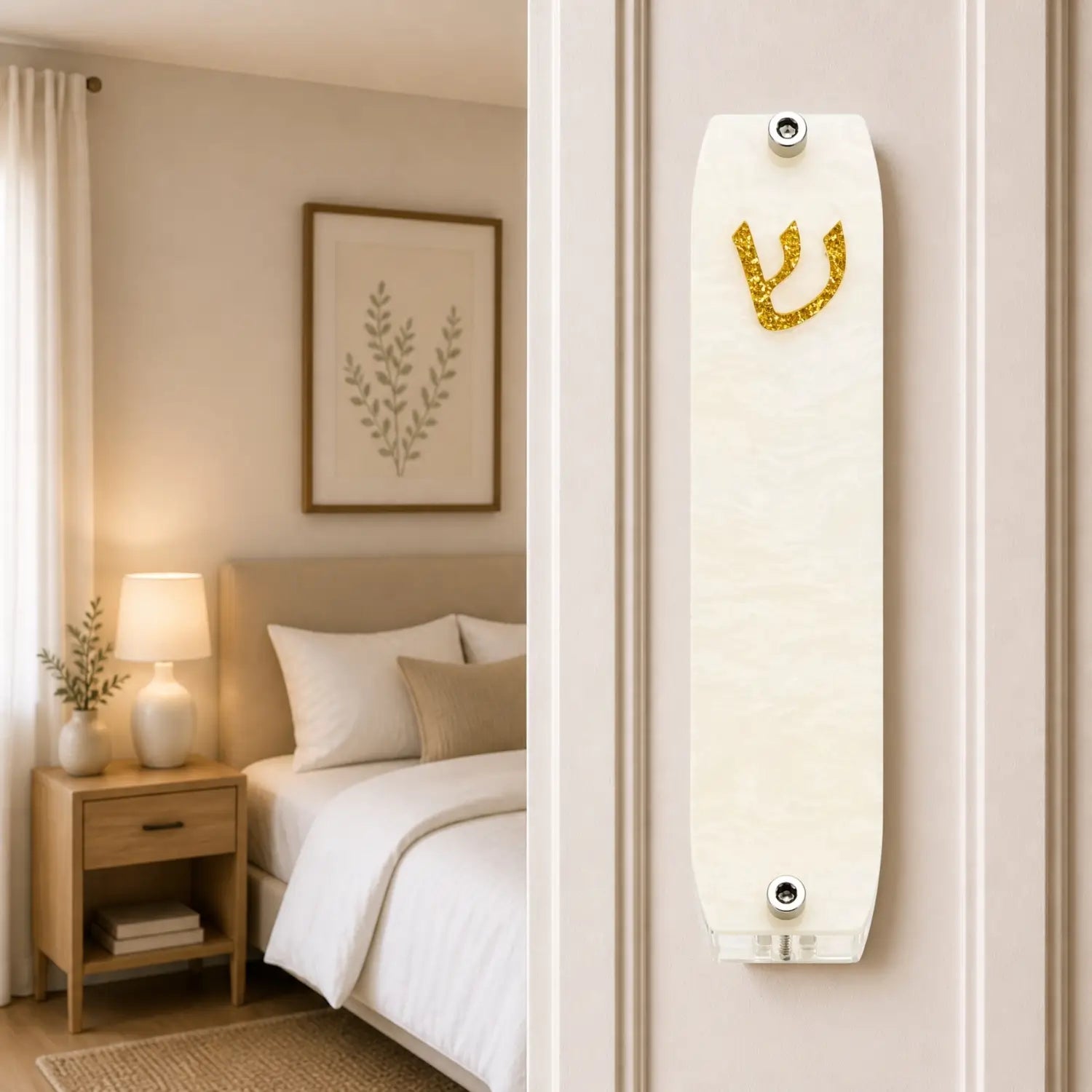 Genesis Small Mezuzah for Door – Handmade Premium Clear Acrylic Case – Model LSN-20029
