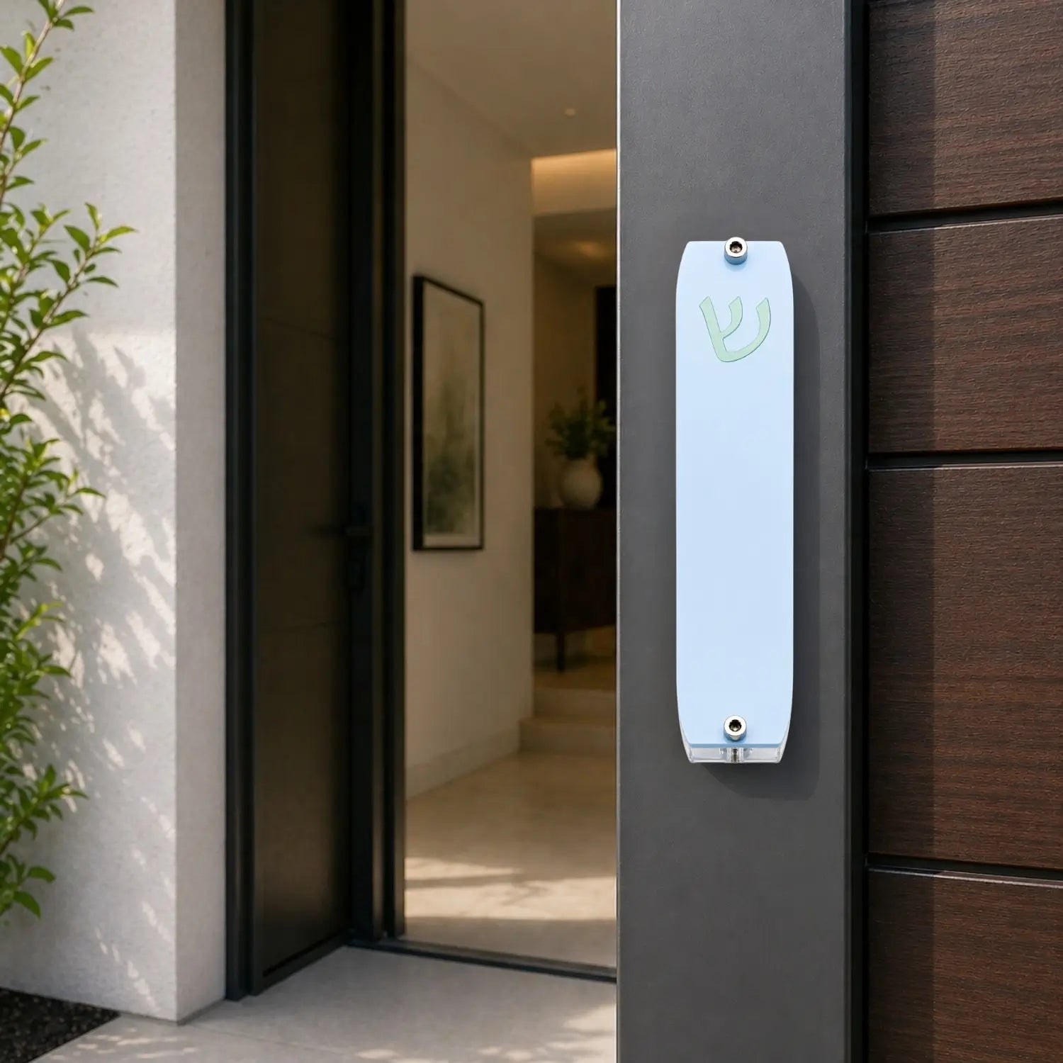 Genesis Small Mezuzah for Door – Handmade Premium Clear Acrylic Case – Model LSN-20030