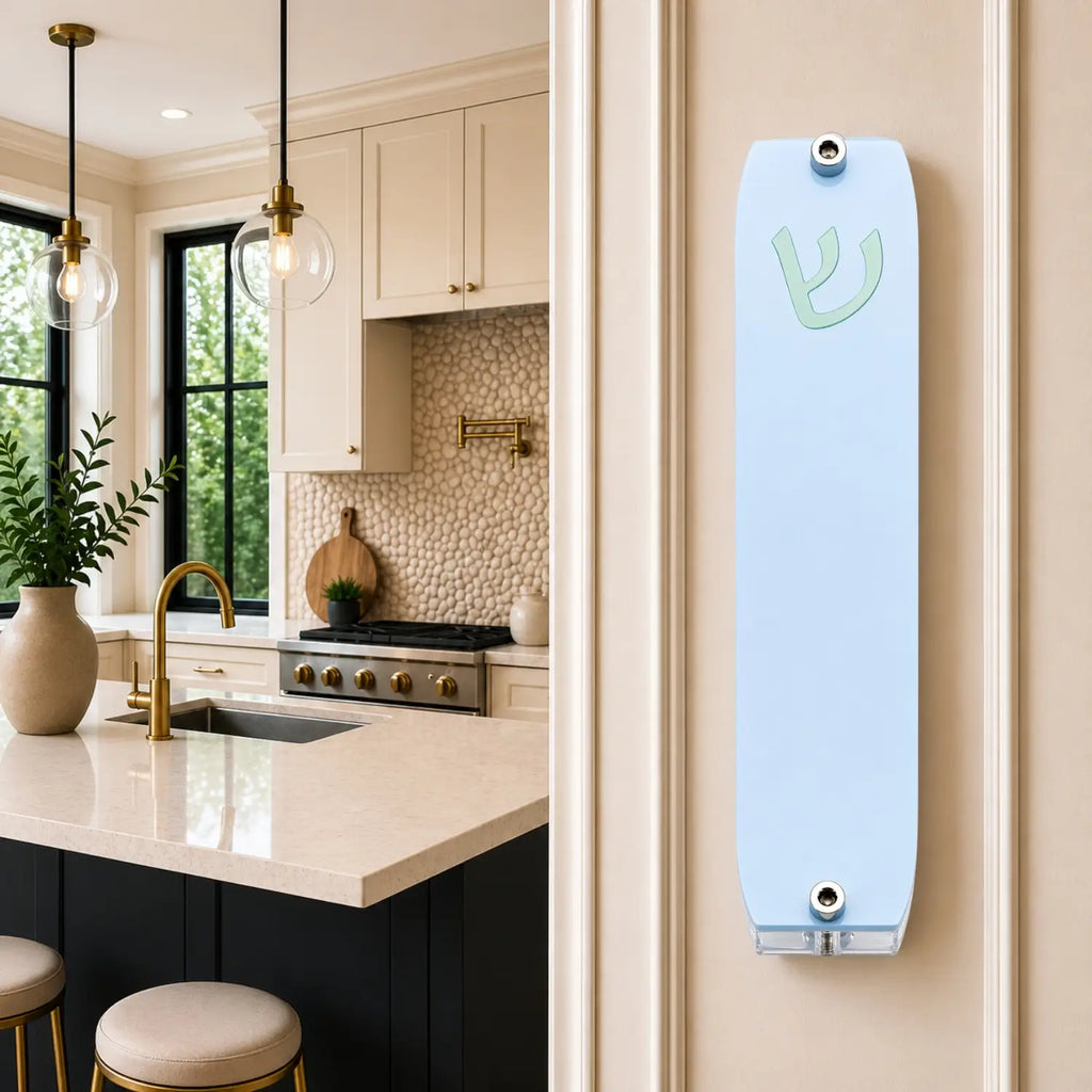 Genesis Small Mezuzah for Door – Handmade Premium Clear Acrylic Case – Model LSN-20030