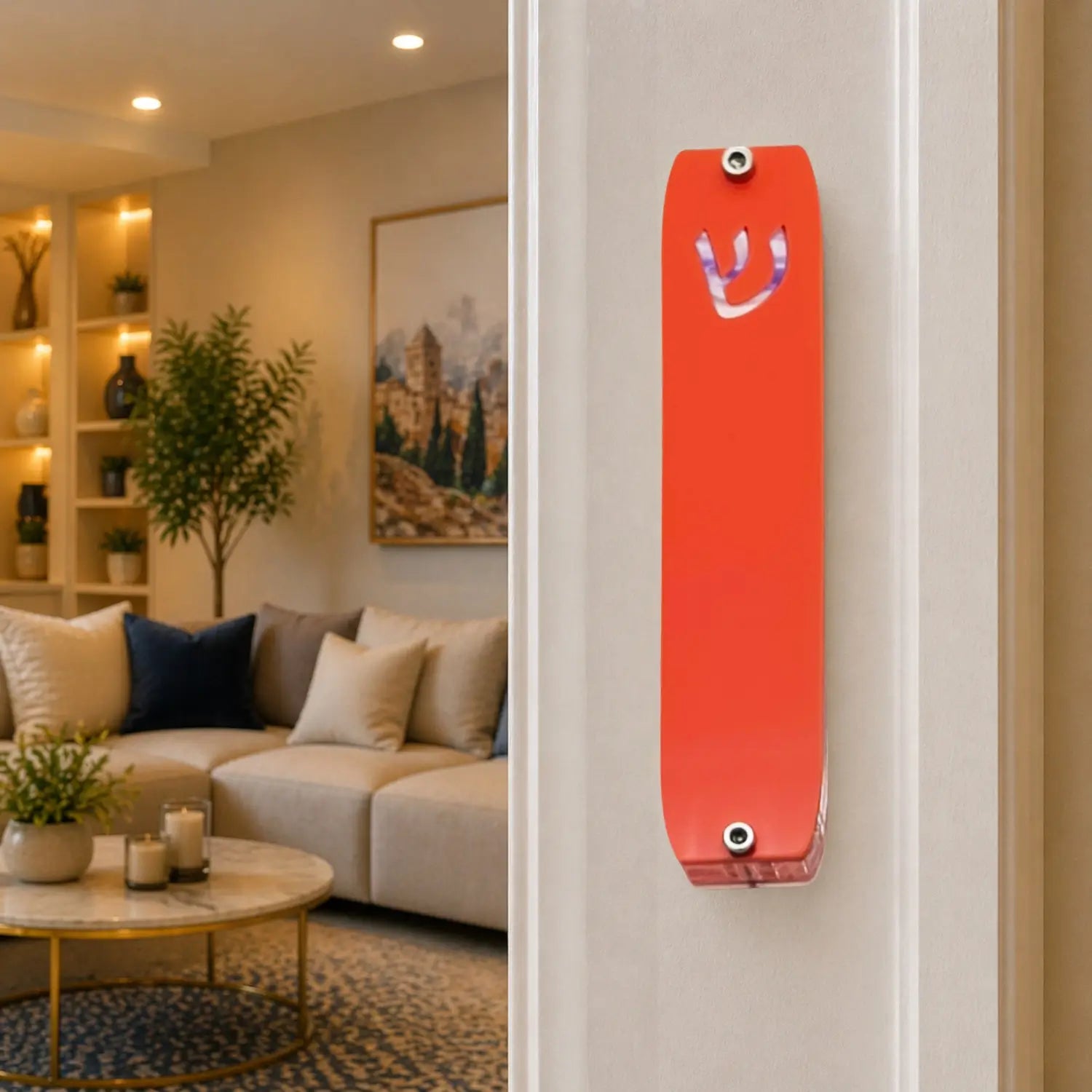 Genesis Small Mezuzah for Door – Handmade Premium Clear Acrylic Case – Model LSN-20032
