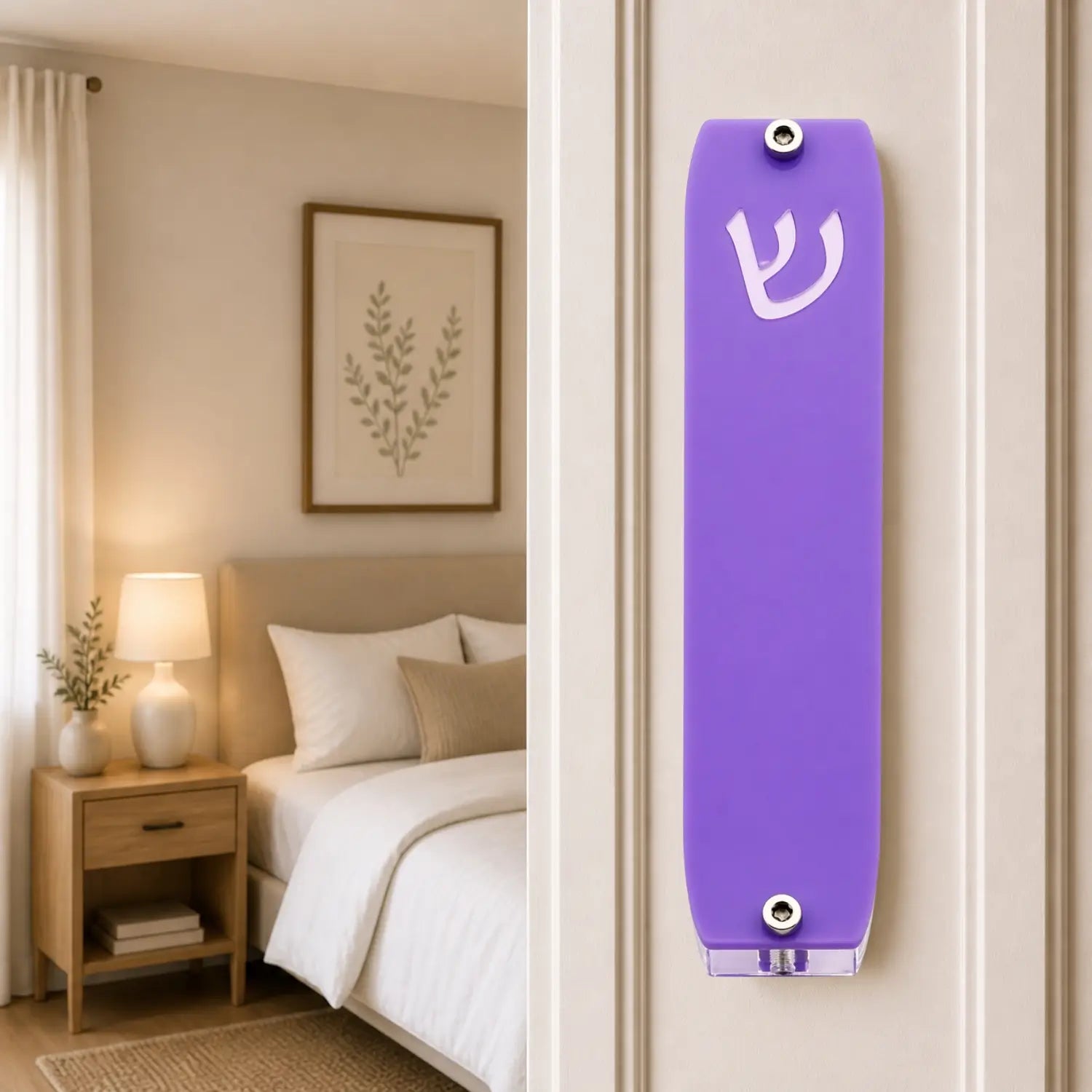 Genesis Small Mezuzah for Door – Handmade Premium Clear Acrylic Case – Model LSN-20034