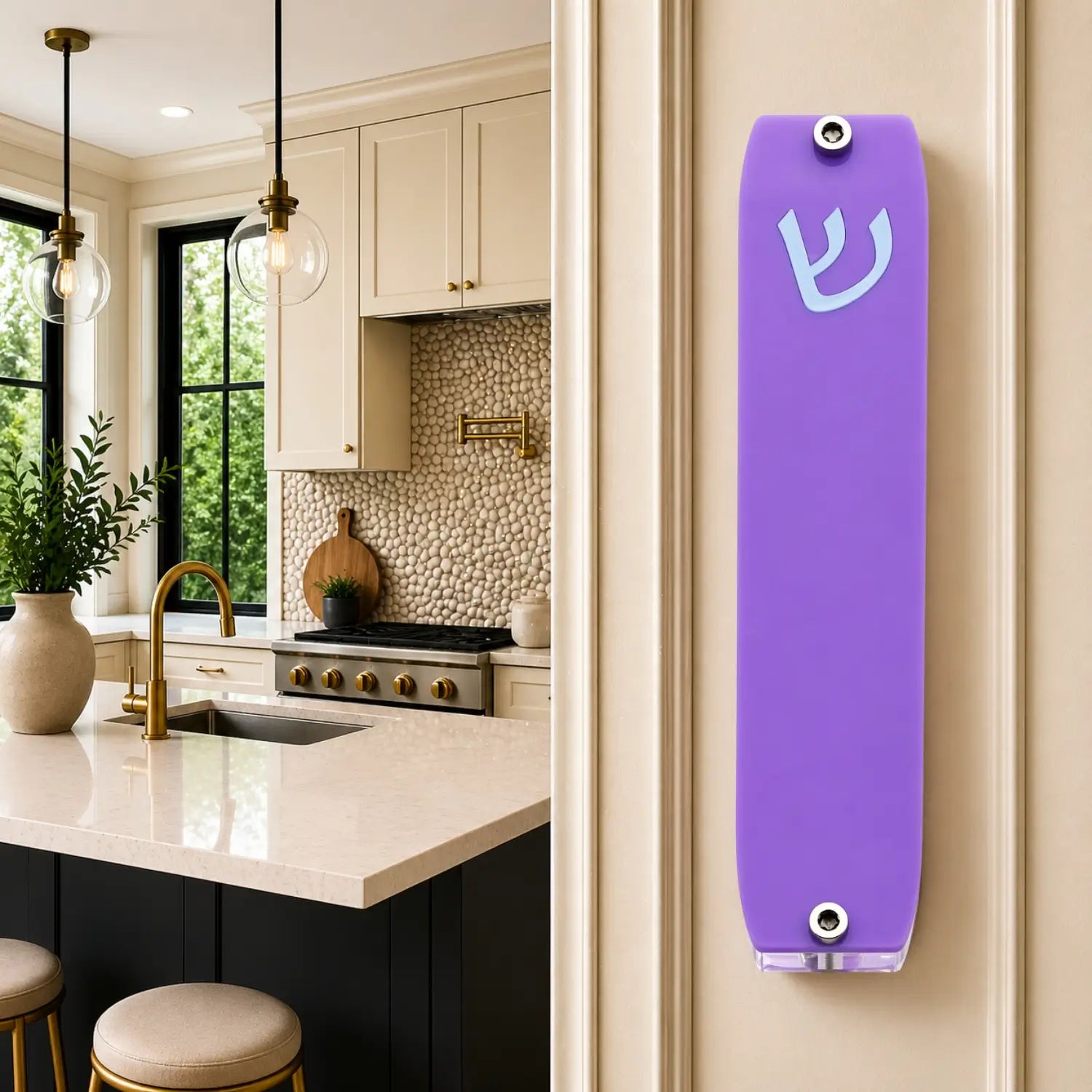 Genesis Small Mezuzah for Door – Handmade Premium Clear Acrylic Case – Model LSN-20035