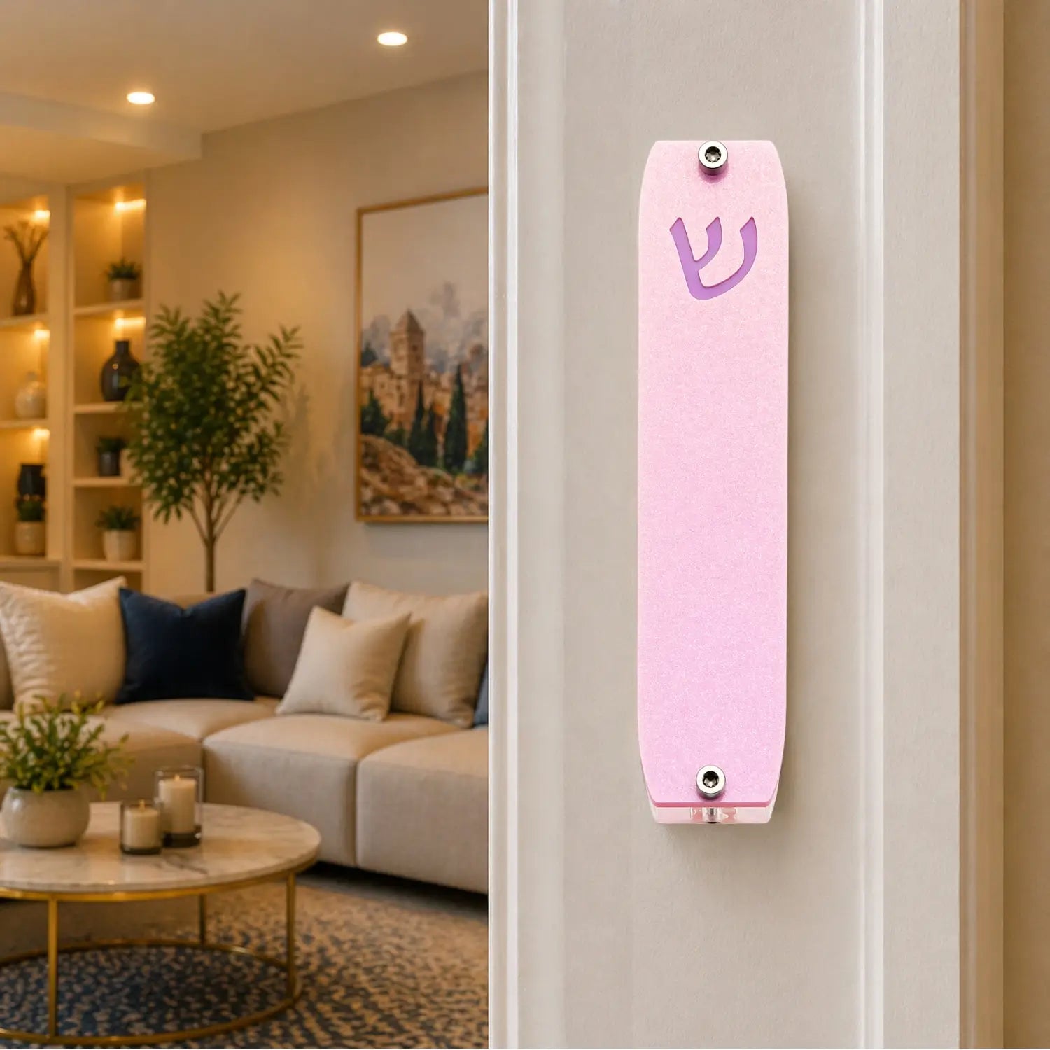 Genesis Small Mezuzah for Door – Handmade Premium Clear Acrylic Case – Model LSN-20037