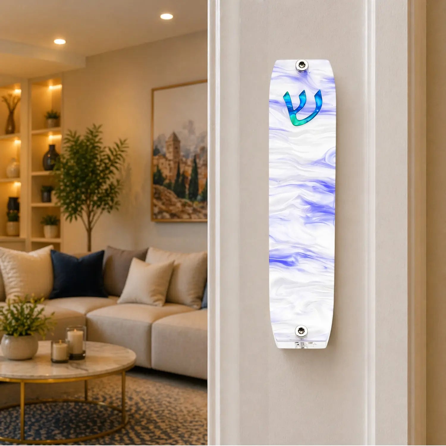 Genesis Small Mezuzah for Door – Handmade Premium Clear Acrylic Case – Model LSN-20039