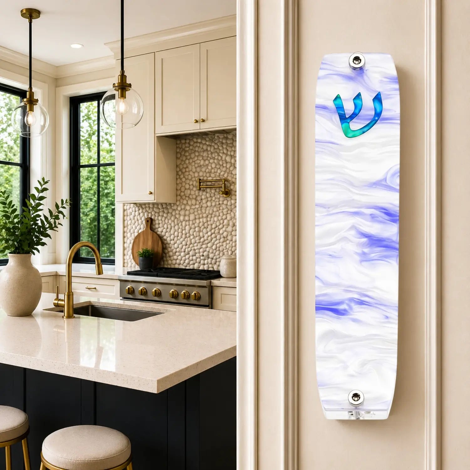 Genesis Small Mezuzah for Door – Handmade Premium Clear Acrylic Case – Model LSN-20039