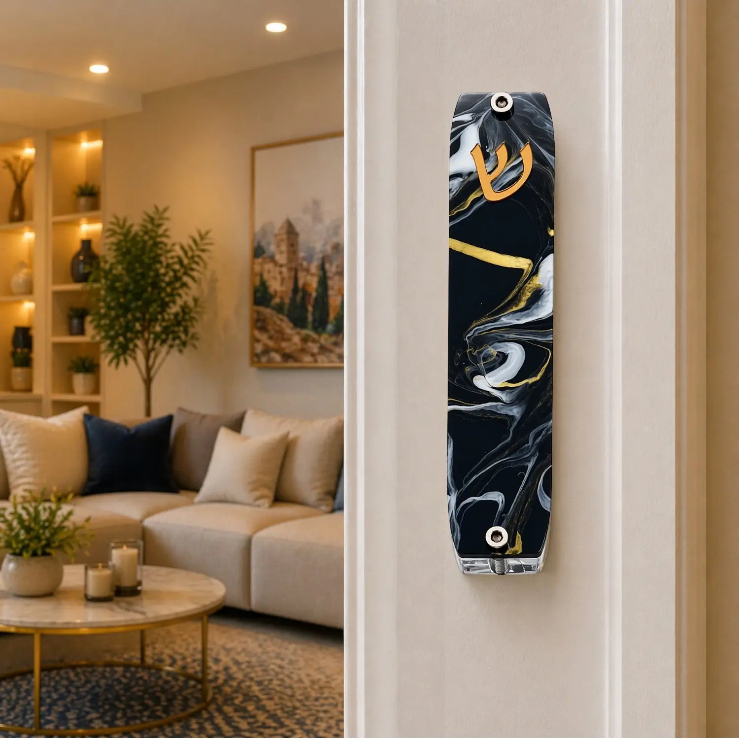 Genesis Small Mezuzah for Door – Handmade Premium Clear Acrylic Case – Model LSN-20040
