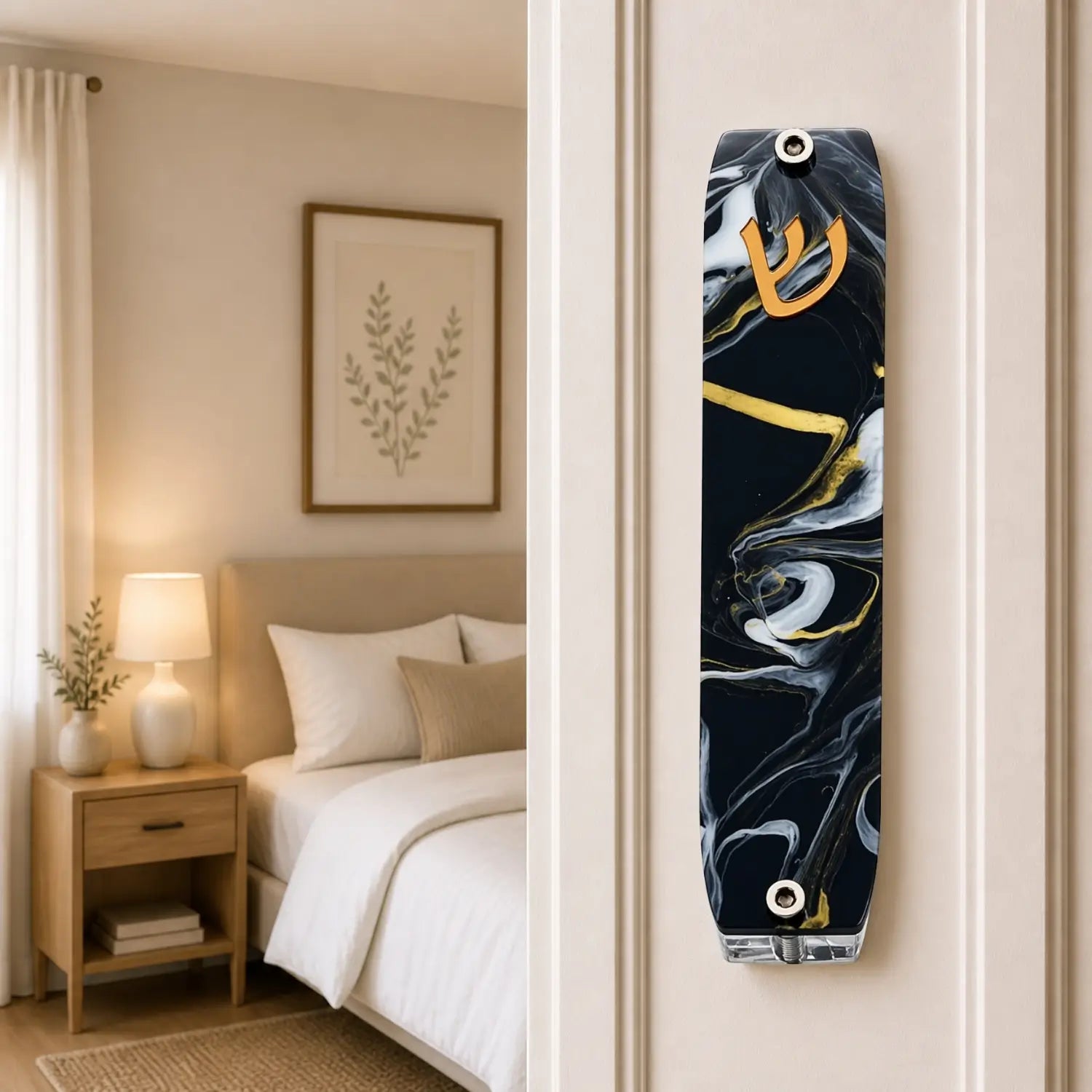 Genesis Small Mezuzah for Door – Handmade Premium Clear Acrylic Case – Model LSN-20040