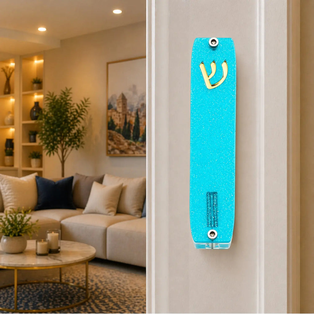 Genesis Small Mezuzah for Door – Handmade Premium Clear Acrylic Case – Model LSN-20041