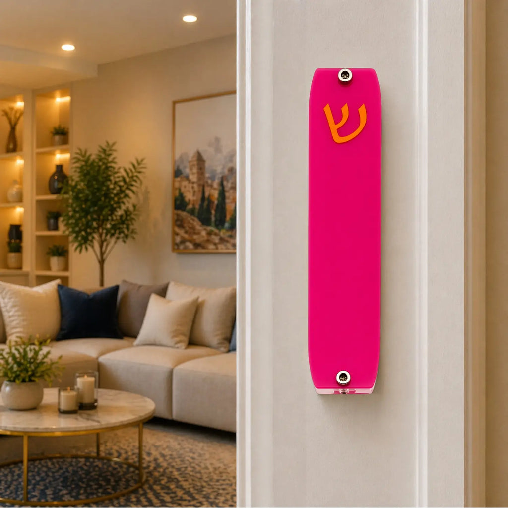 Genesis Small Mezuzah for Door – Handmade Premium Clear Acrylic Case – Model LSN-20043