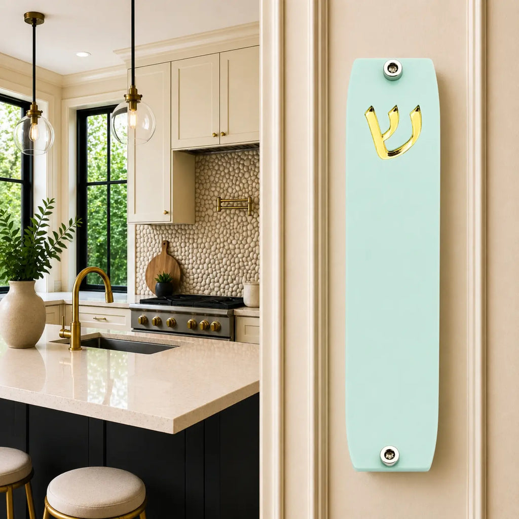Genesis Small Mezuzah for Door – Handmade Premium Clear Acrylic Case – Model LSN-20044