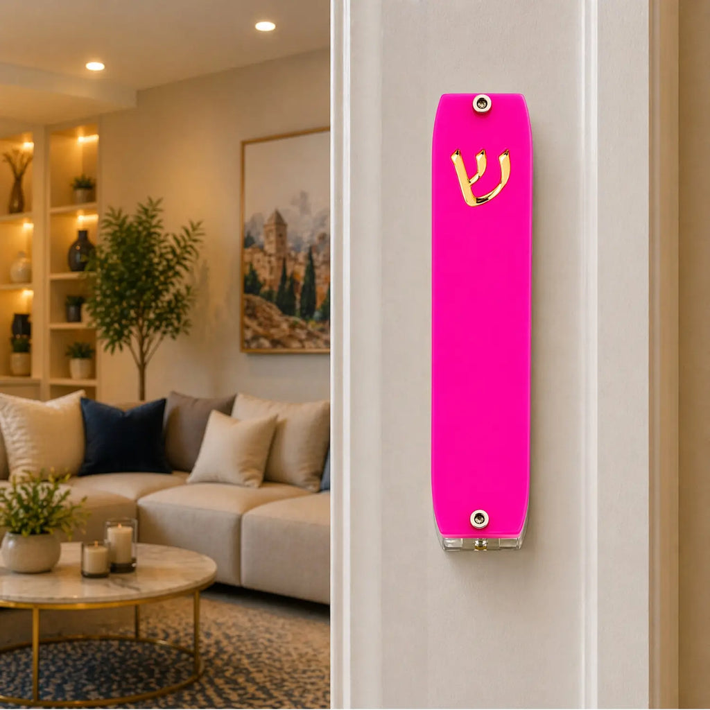 Genesis Small Mezuzah for Door – Handmade Premium Clear Acrylic Case – Model LSN-20045
