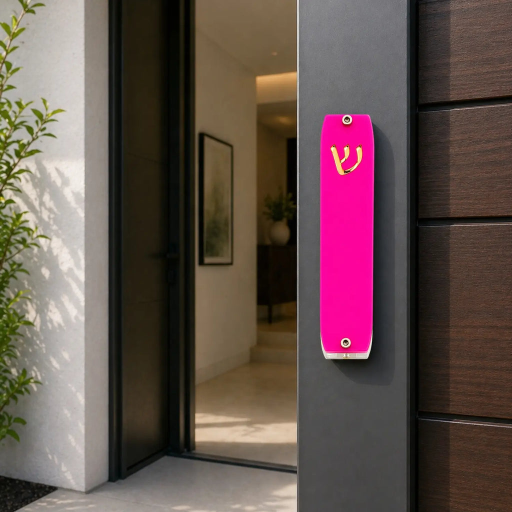 Genesis Small Mezuzah for Door – Handmade Premium Clear Acrylic Case – Model LSN-20045