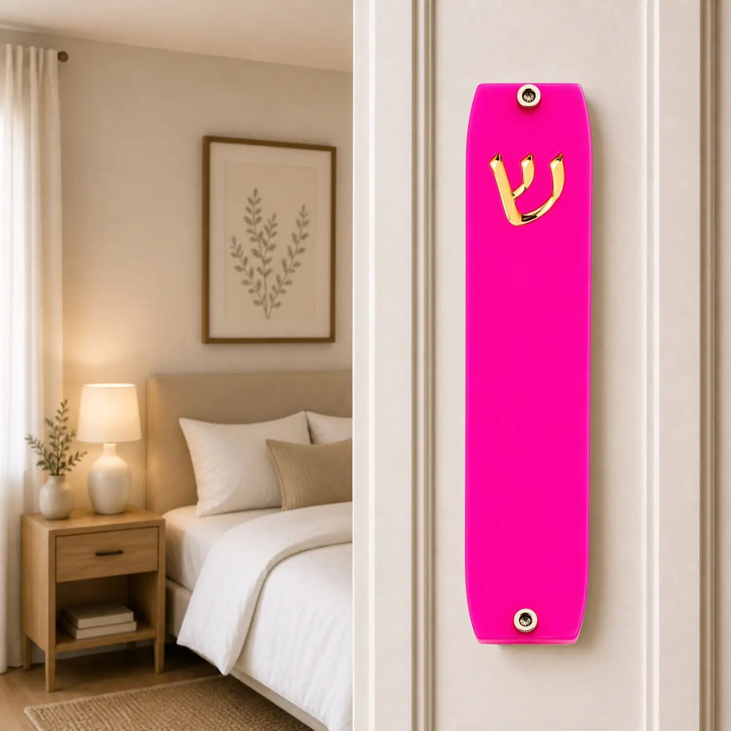 Genesis Small Mezuzah for Door – Handmade Premium Clear Acrylic Case – Model LSN-20045
