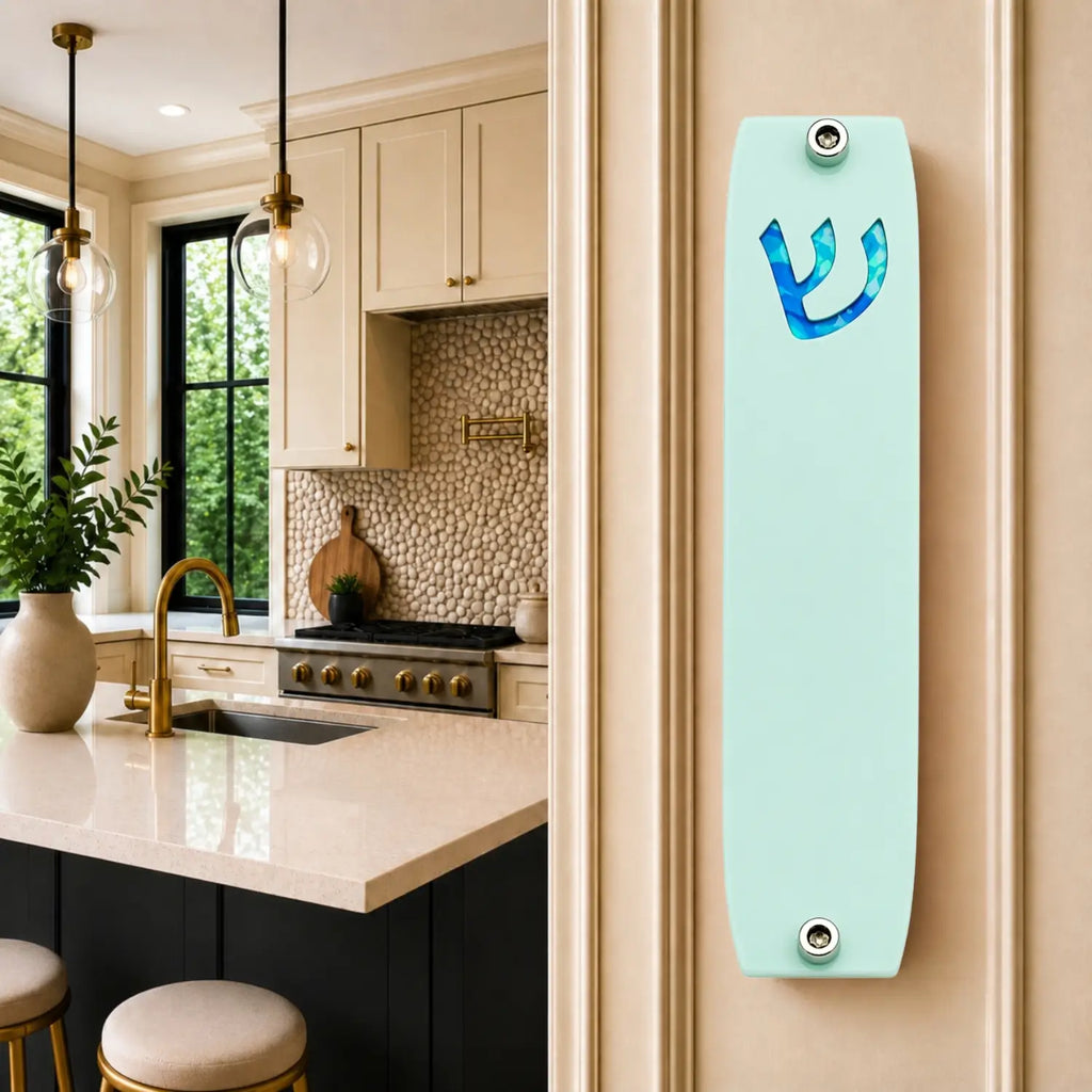 Genesis Small Mezuzah for Door – Handmade Premium Clear Acrylic Case – Model LSN-20046
