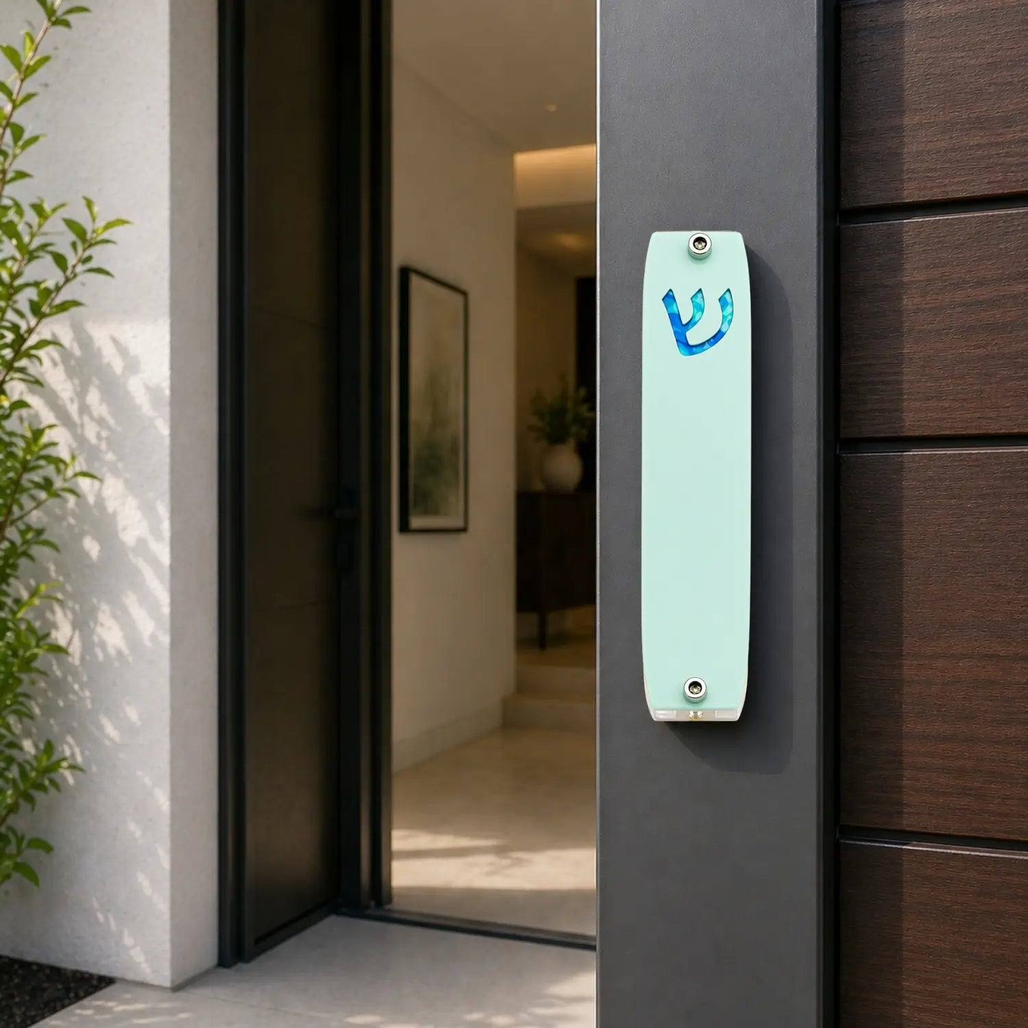 Genesis Small Mezuzah for Door – Handmade Premium Clear Acrylic Case – Model LSN-20046
