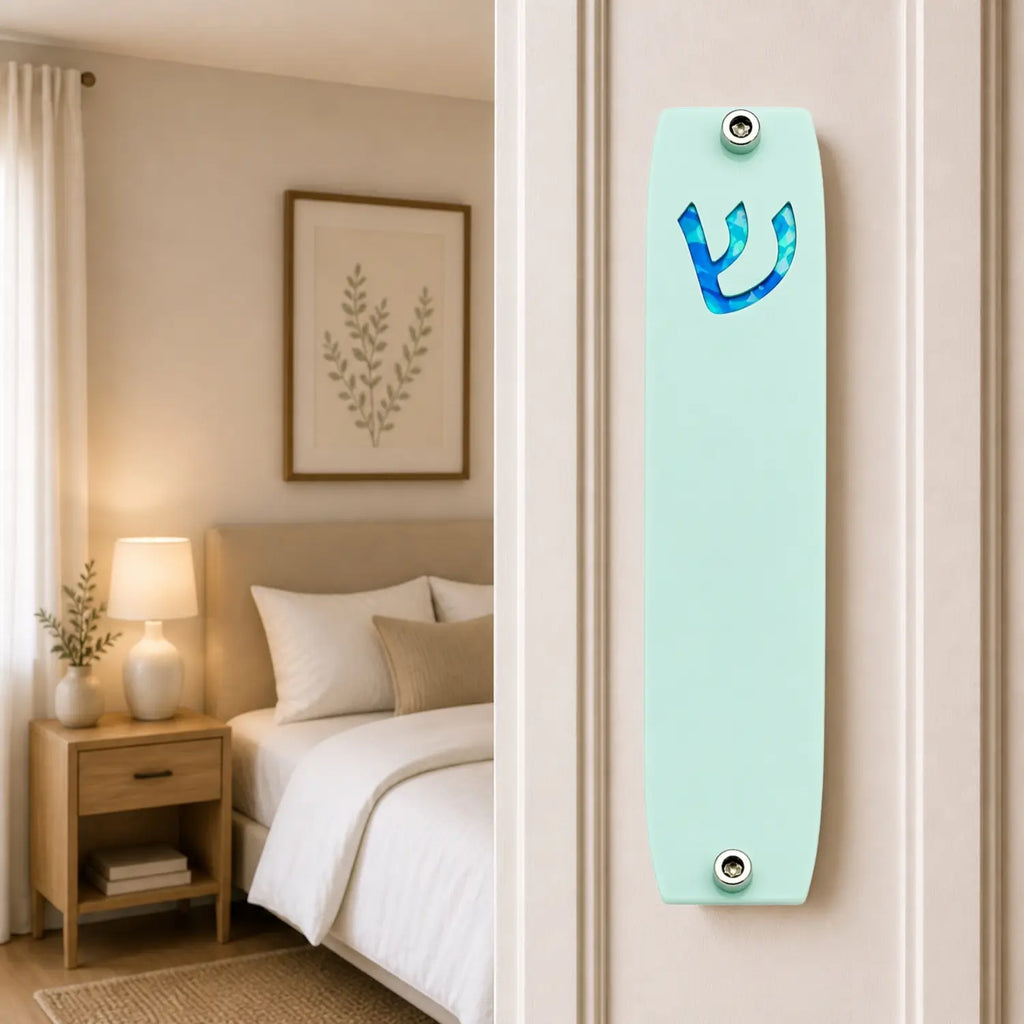 Genesis Small Mezuzah for Door – Handmade Premium Clear Acrylic Case – Model LSN-20046