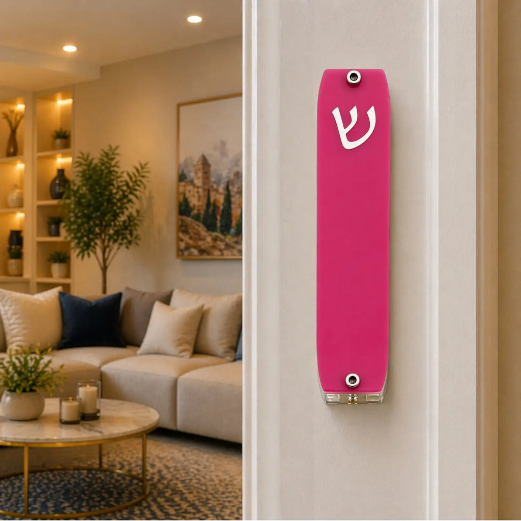 Genesis Small Mezuzah for Door – Handmade Premium Clear Acrylic Case – Model LSN-20048