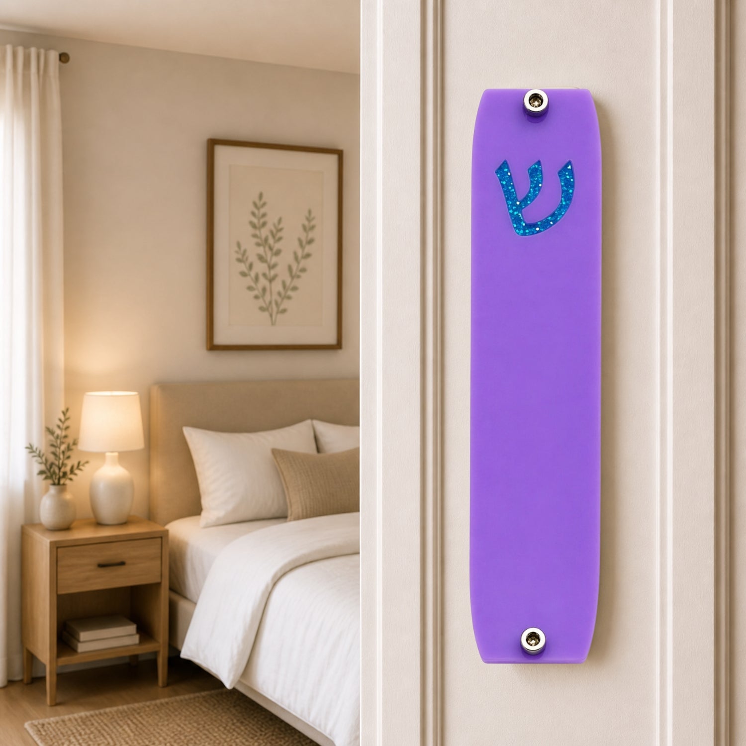 Genesis Small Mezuzah for Door – Handmade Premium Clear Acrylic Case – Model LSN-20049