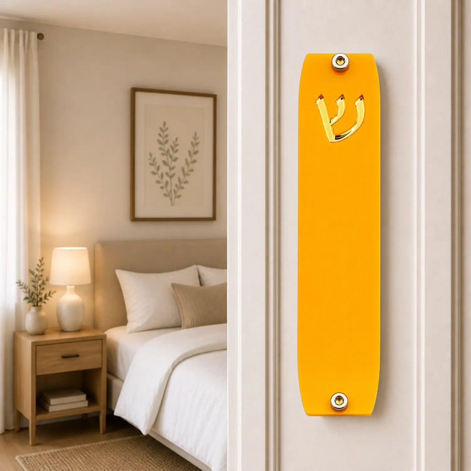 Genesis Small Mezuzah for Door – Handmade Premium Clear Acrylic Case – Model LSN-20052