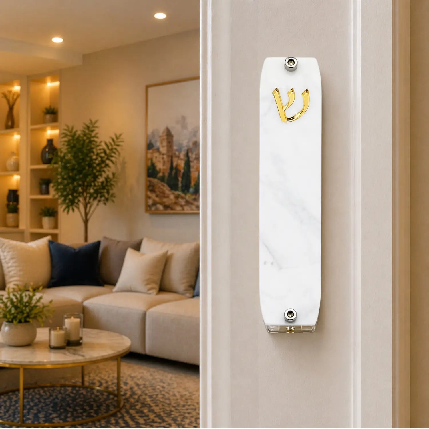 Genesis Small Mezuzah for Door – Handmade Premium Clear Acrylic Case – Model LSN-20054