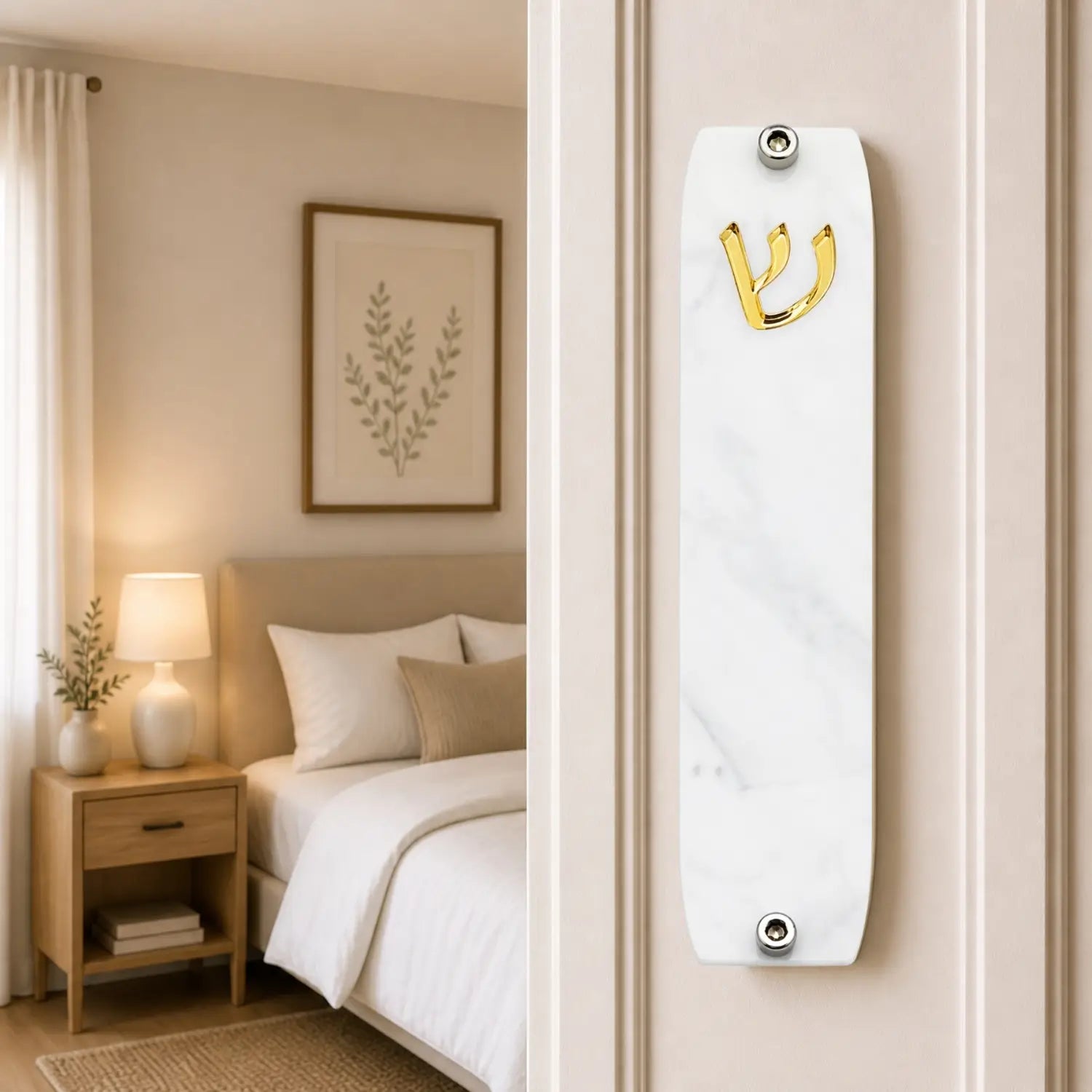 Genesis Small Mezuzah for Door – Handmade Premium Clear Acrylic Case – Model LSN-20054