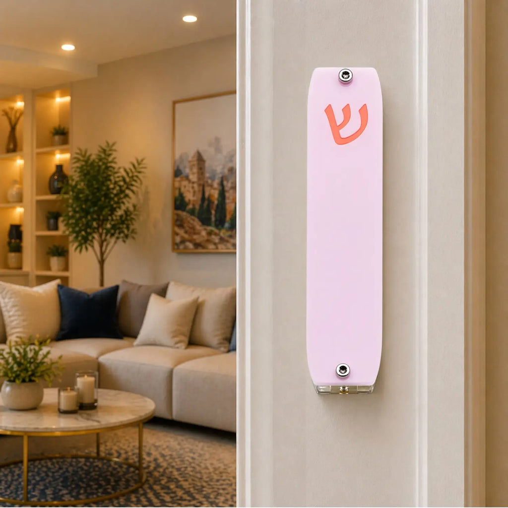 Genesis Small Mezuzah for Door – Handmade Premium Clear Acrylic Case – Model LSN-20056