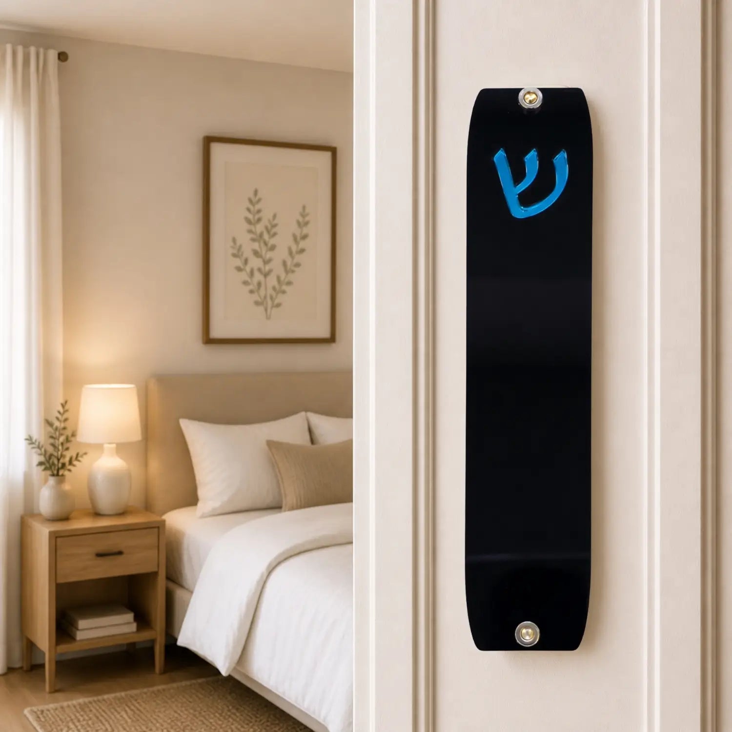 Genesis Small Mezuzah for Door – Handmade Premium Clear Acrylic Case – Model LSN-20067