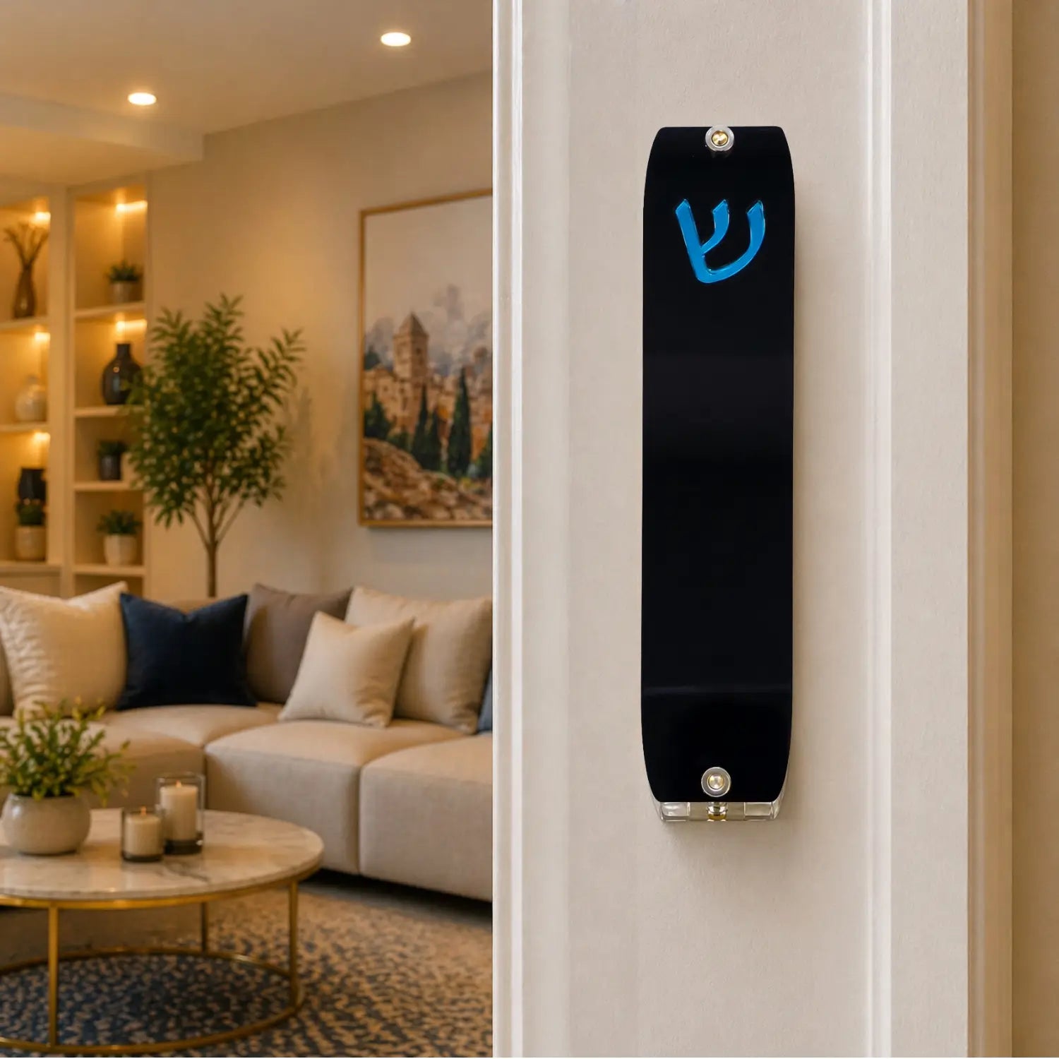 Genesis Small Mezuzah for Door – Handmade Premium Clear Acrylic Case – Model LSN-20067
