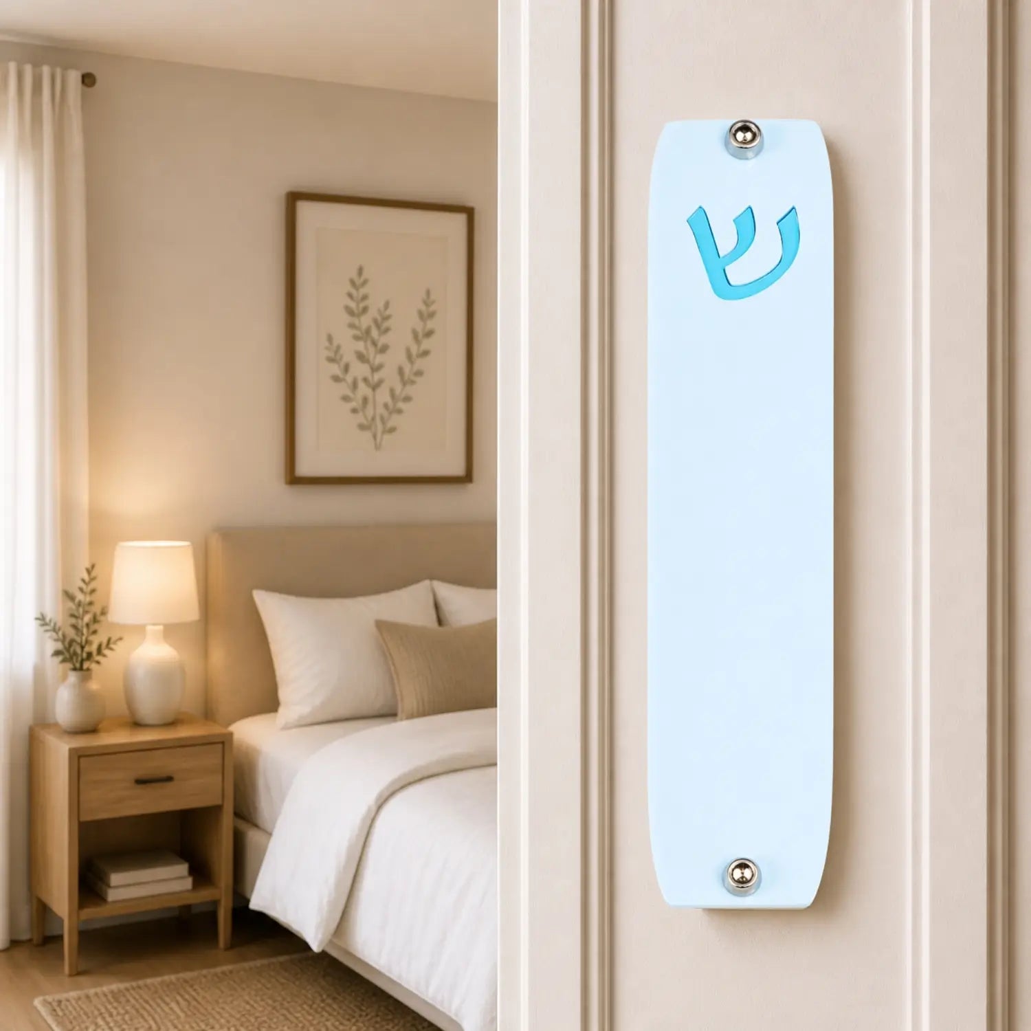 Genesis Small Mezuzah for Door – Handmade Premium Clear Acrylic Case – Model LSN-20068