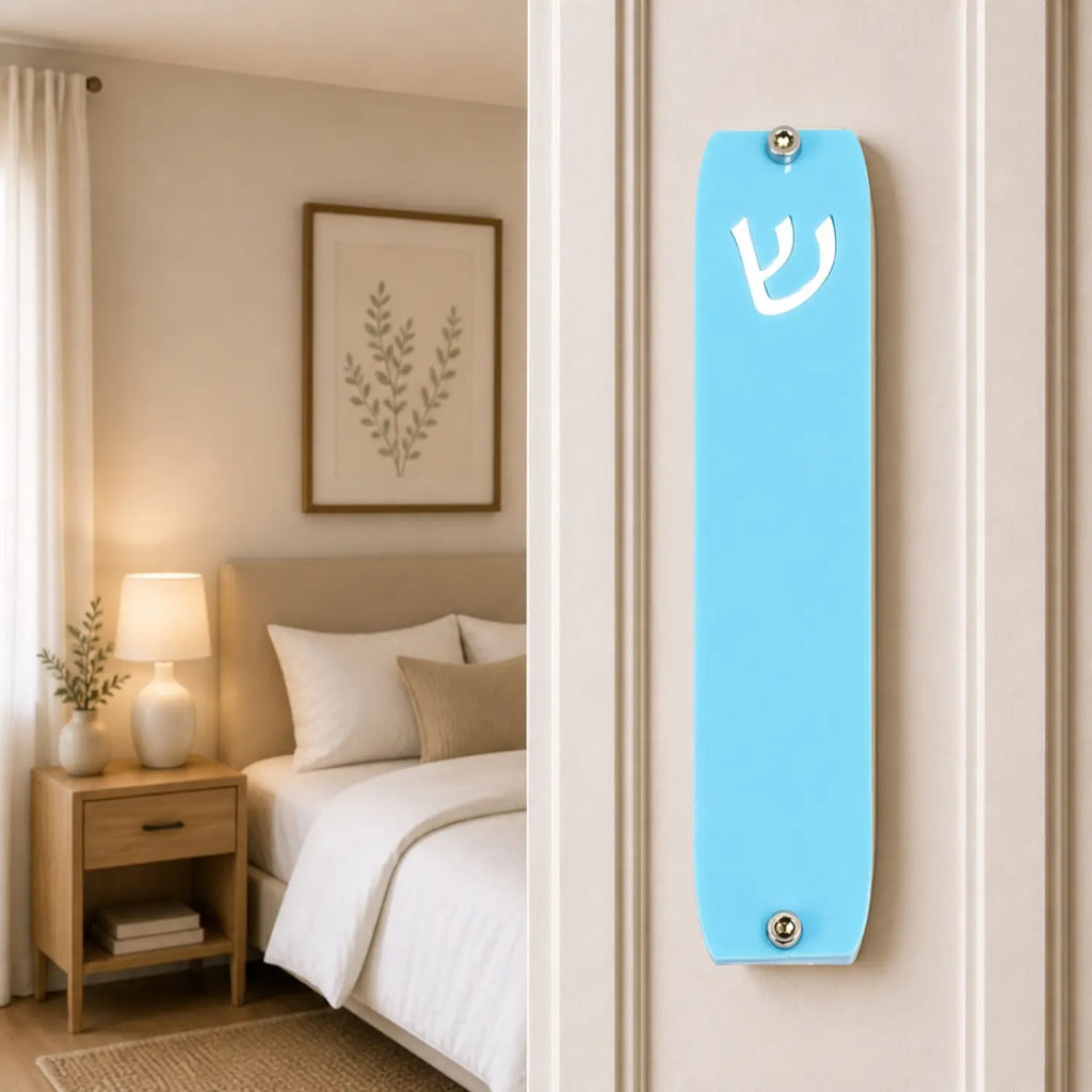 Genesis Small Mezuzah for Door – Handmade Premium Clear Acrylic Case – Model LSN-20069