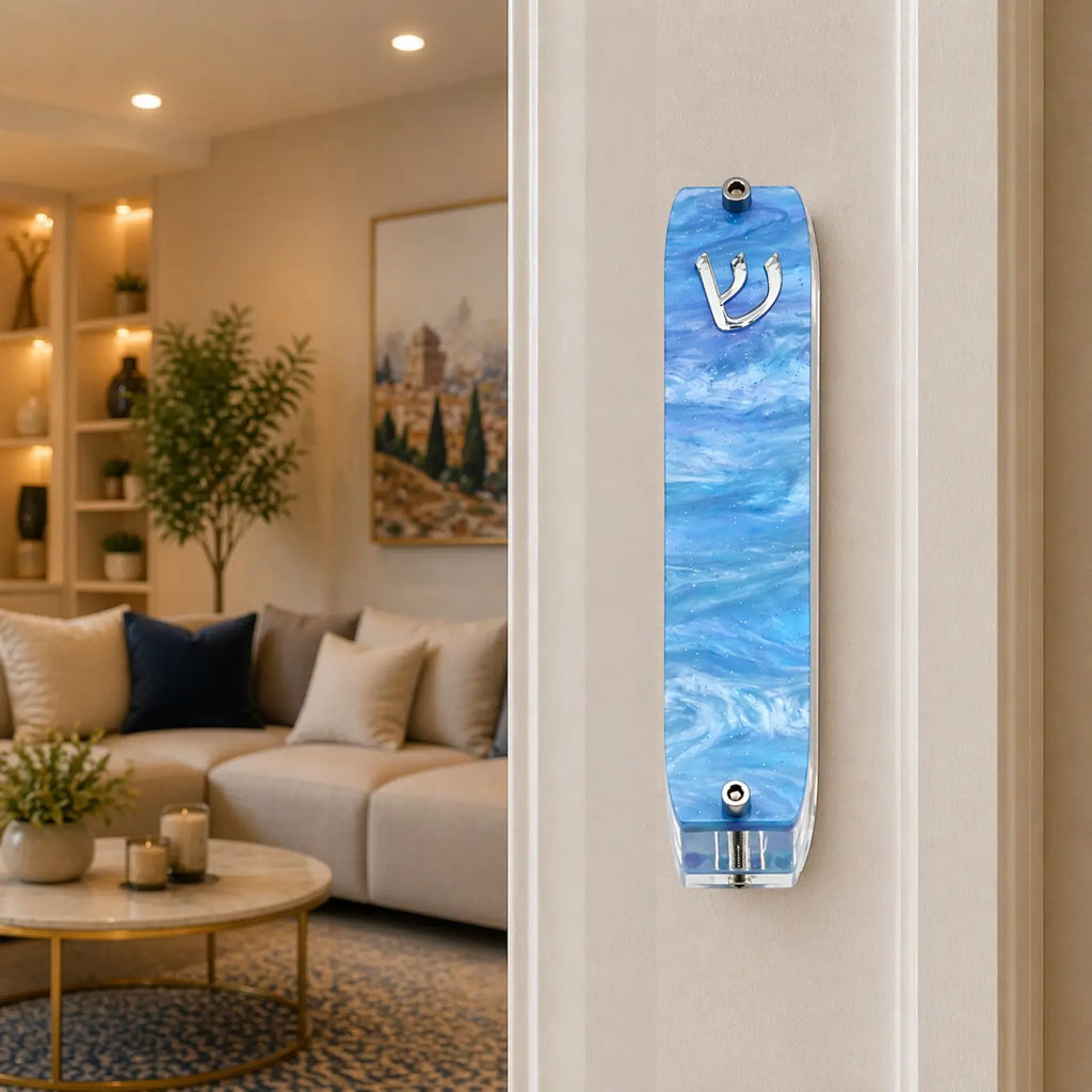 Genesis Small Mezuzah for Door – Handmade Premium Clear Acrylic Case – Model LSN-20071
