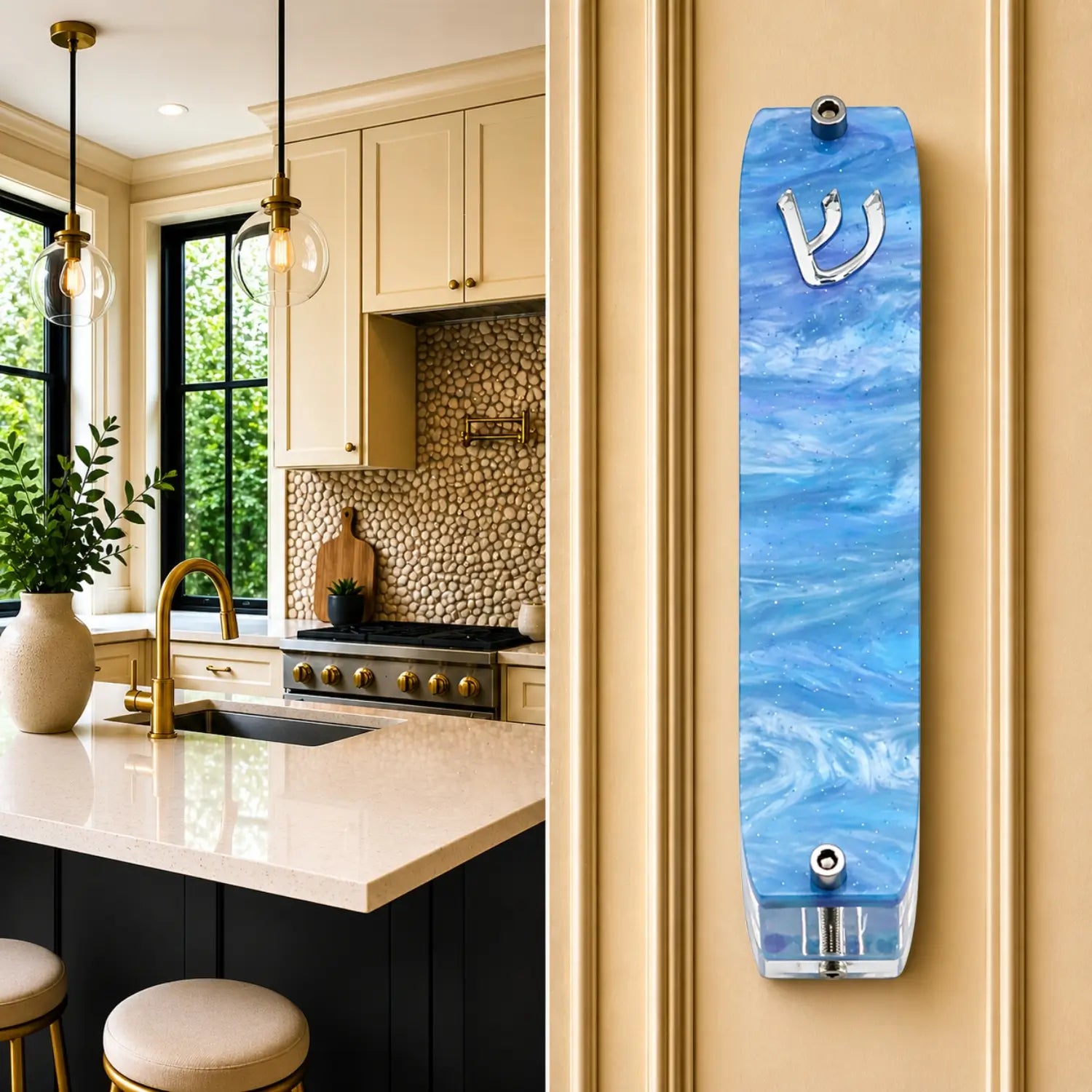 Genesis Small Mezuzah for Door – Handmade Premium Clear Acrylic Case – Model LSN-20071