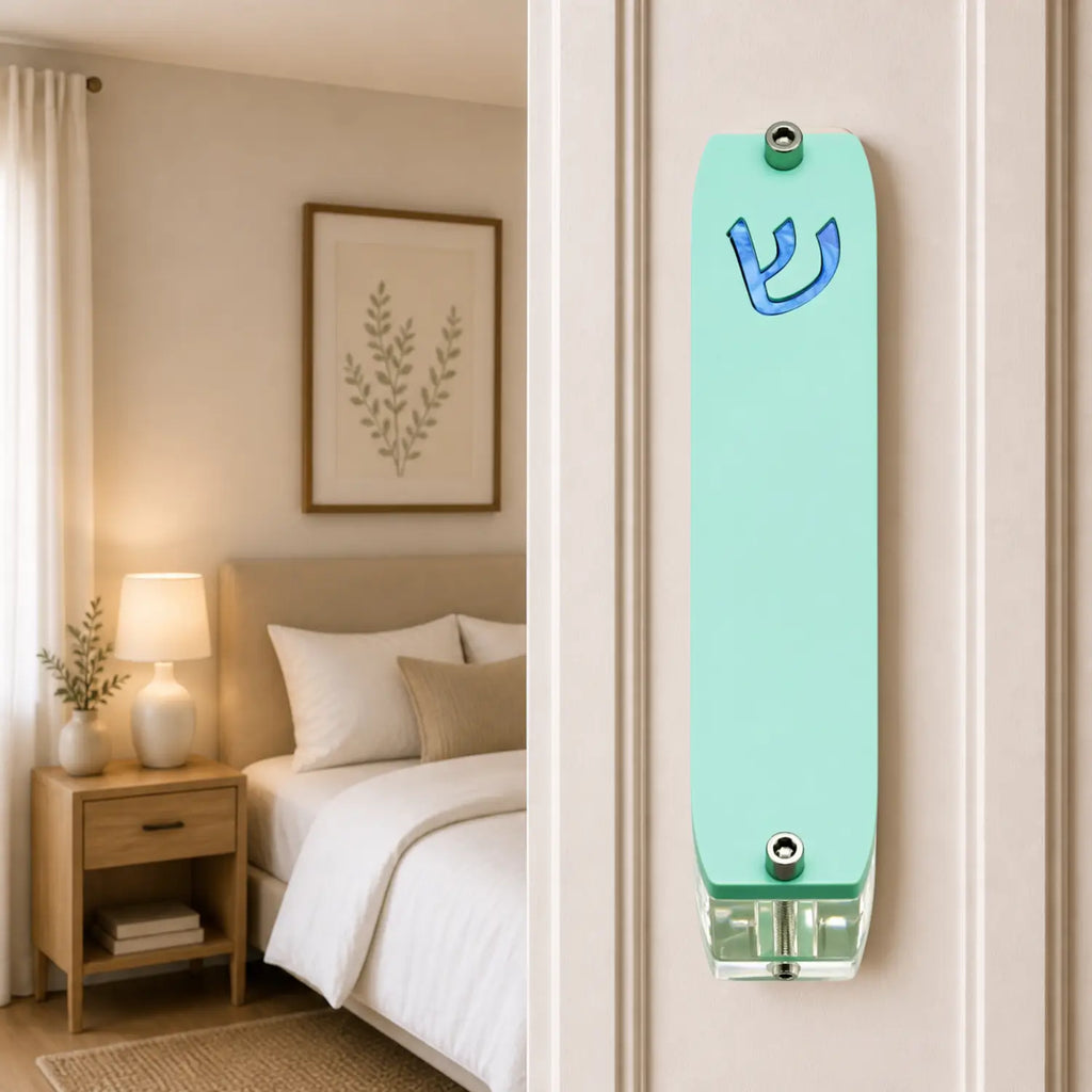 Genesis Small Mezuzah for Door – Handmade Premium Clear Acrylic Case – Model LSN-20072