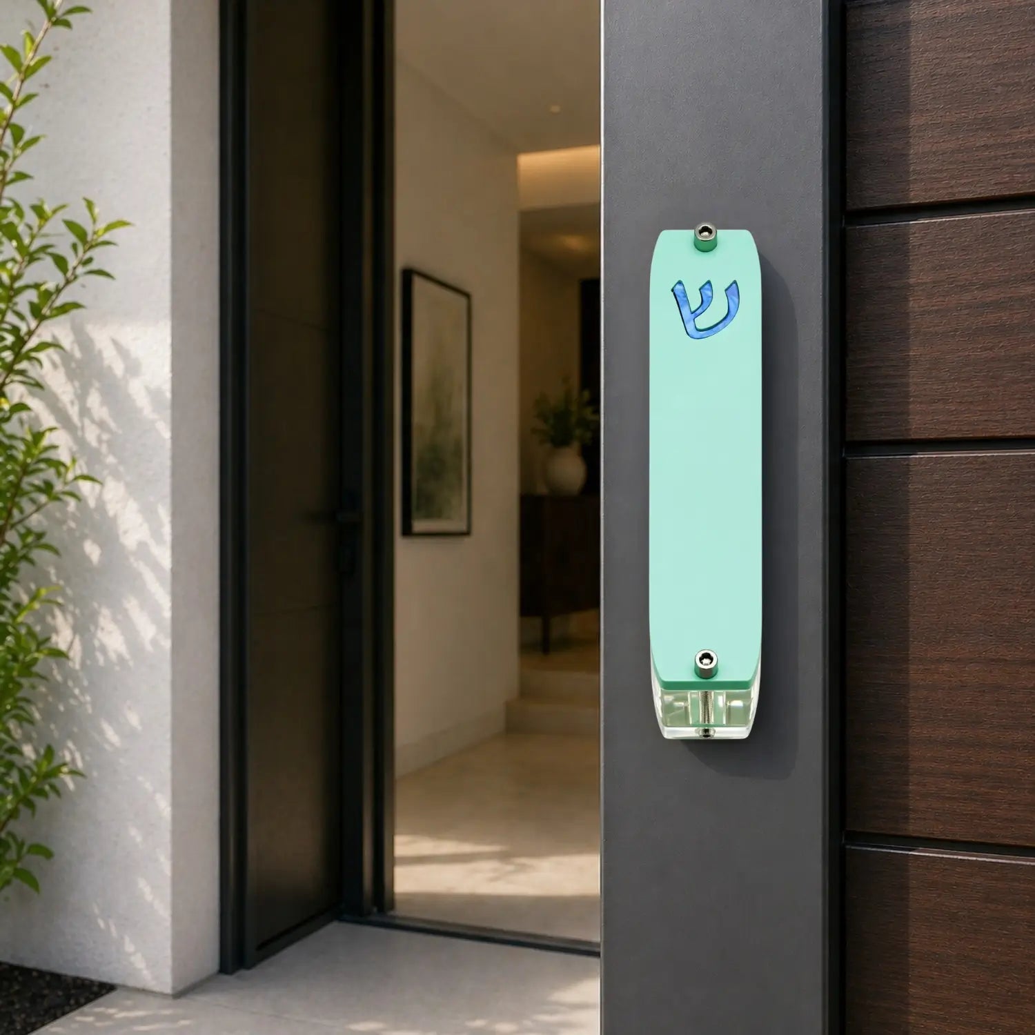 Genesis Small Mezuzah for Door – Handmade Premium Clear Acrylic Case – Model LSN-20072
