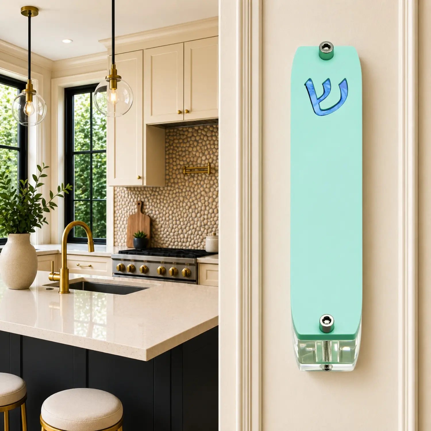 Genesis Small Mezuzah for Door – Handmade Premium Clear Acrylic Case – Model LSN-20072