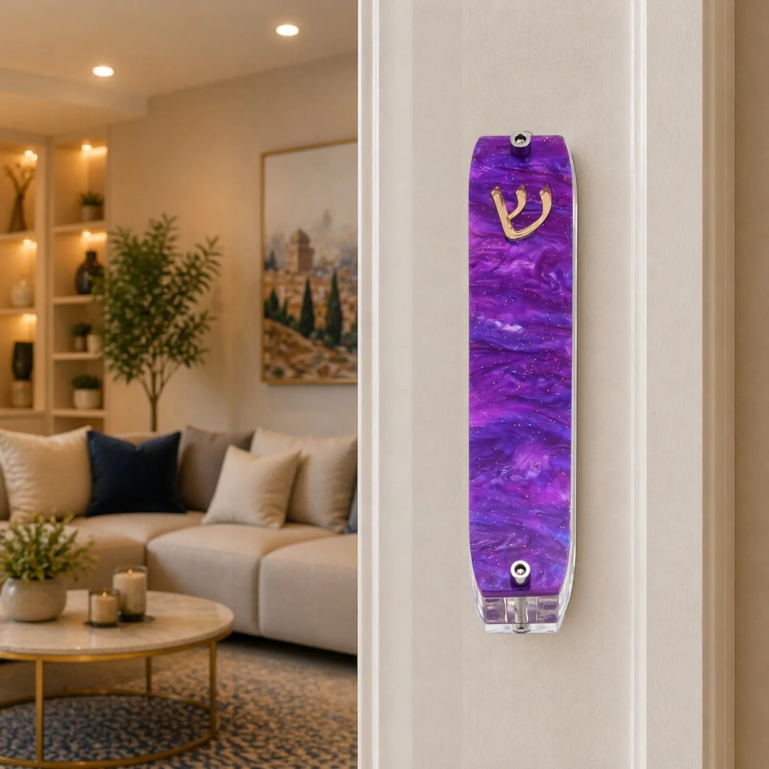 Genesis Small Mezuzah for Door – Handmade Premium Clear Acrylic Case – Model LSN-20073