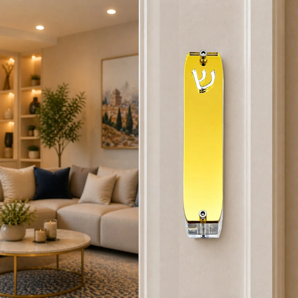 Genesis Small Mezuzah for Door – Handmade Premium Clear Acrylic Case – Model LSN-20074