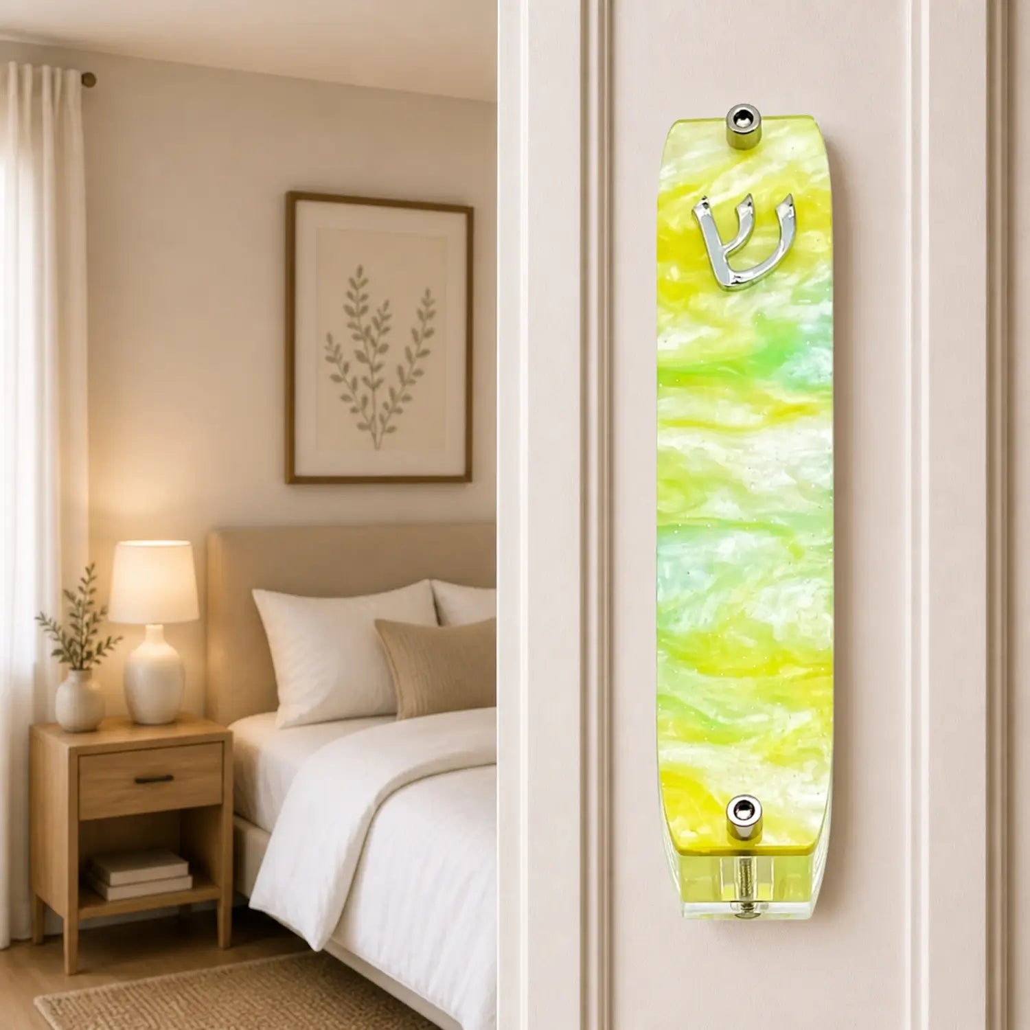 Genesis Small Mezuzah for Door – Handmade Premium Clear Acrylic Case – Model LSN-20075